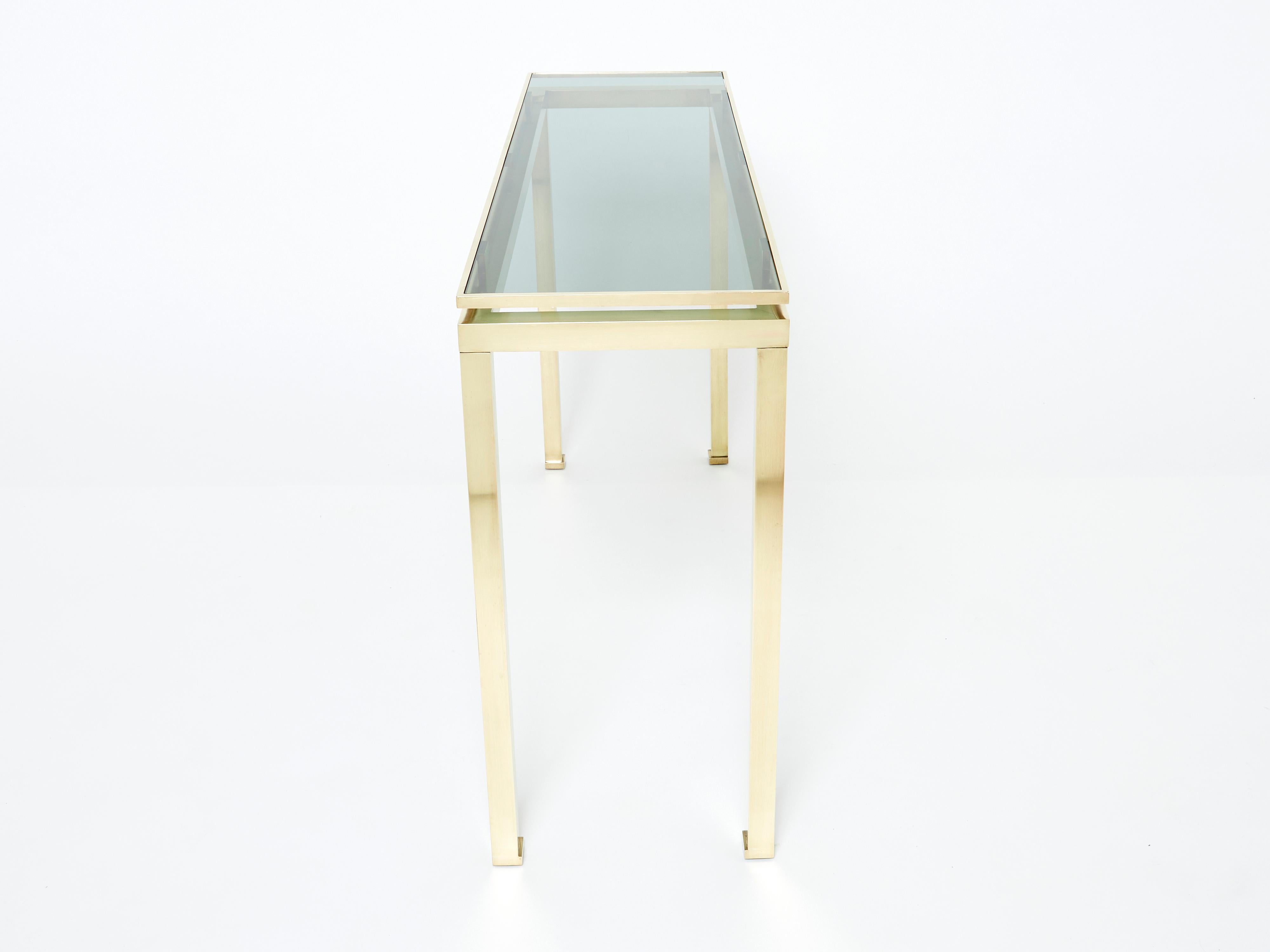 Late 20th Century Guy Lefevre Brass Console Table for Maison Jansen 1970s