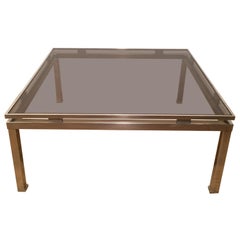 Guy Lefevre, Brushed Steel Square Coffee Table, circa 1970
