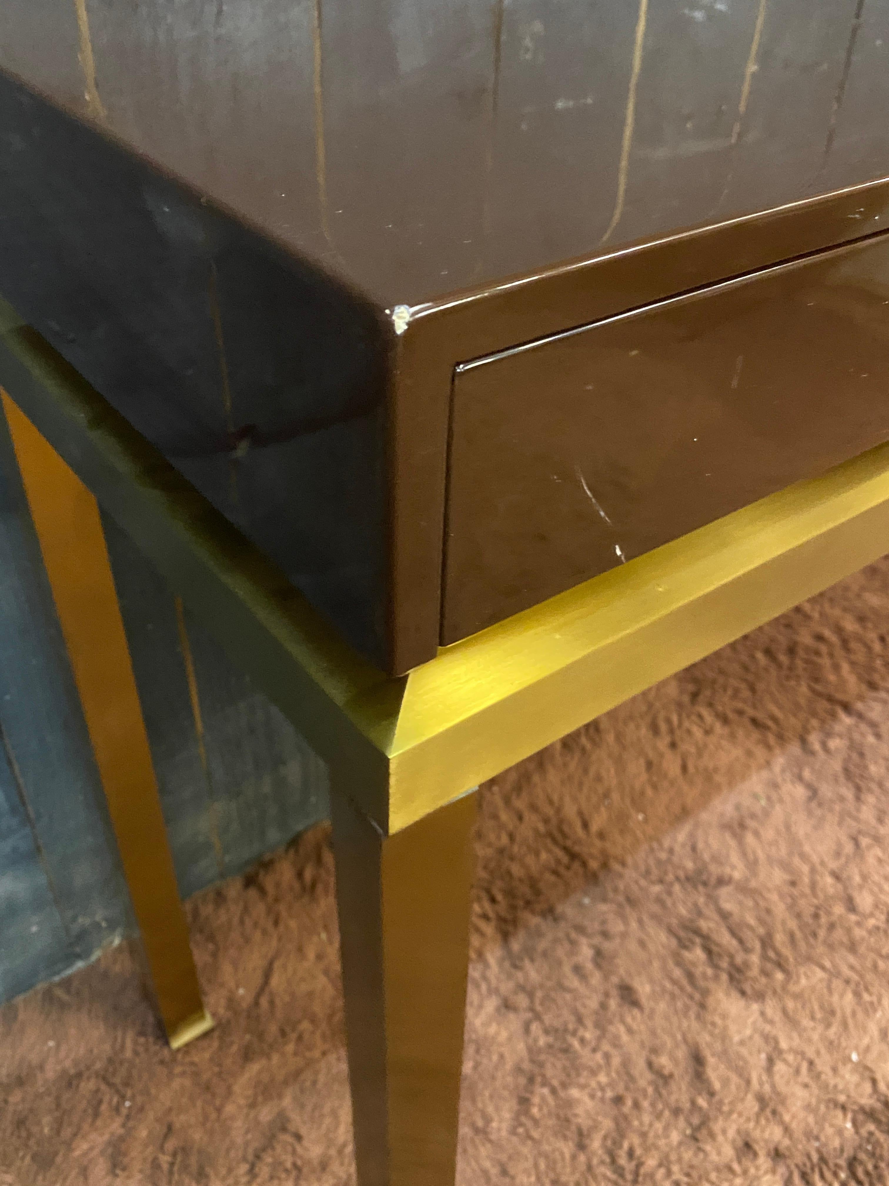 Guy Lefevre, elegant console in lacquered wood and brass, circa 1970 In Good Condition For Sale In Saint-Ouen, FR