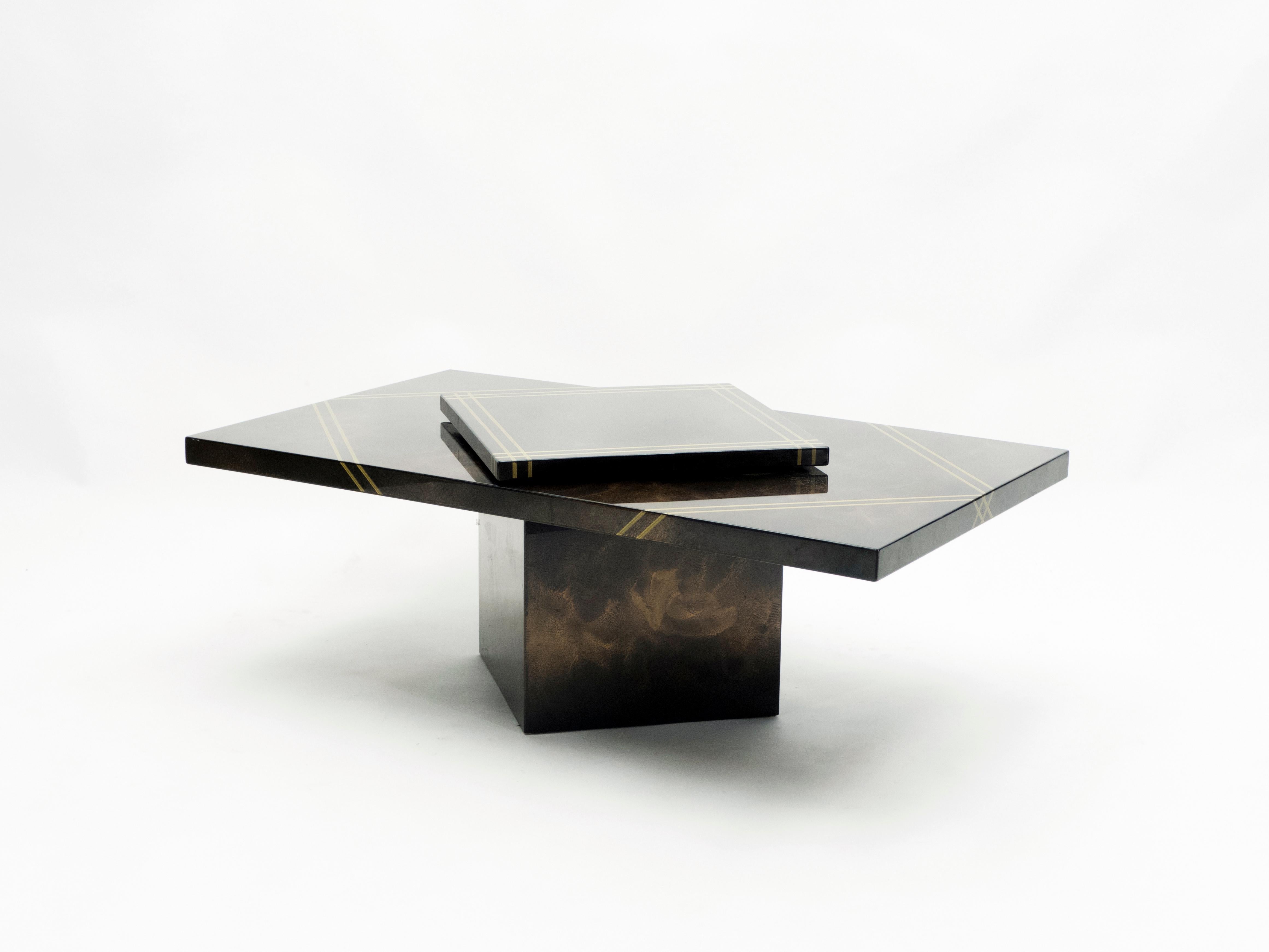 Guy Lefevre for Ligne Roset Lacquered Brass Bar Coffee Table, 1970s 5