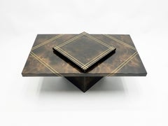 Guy Lefevre for Ligne Roset Lacquered Brass Bar Coffee Table, 1970s