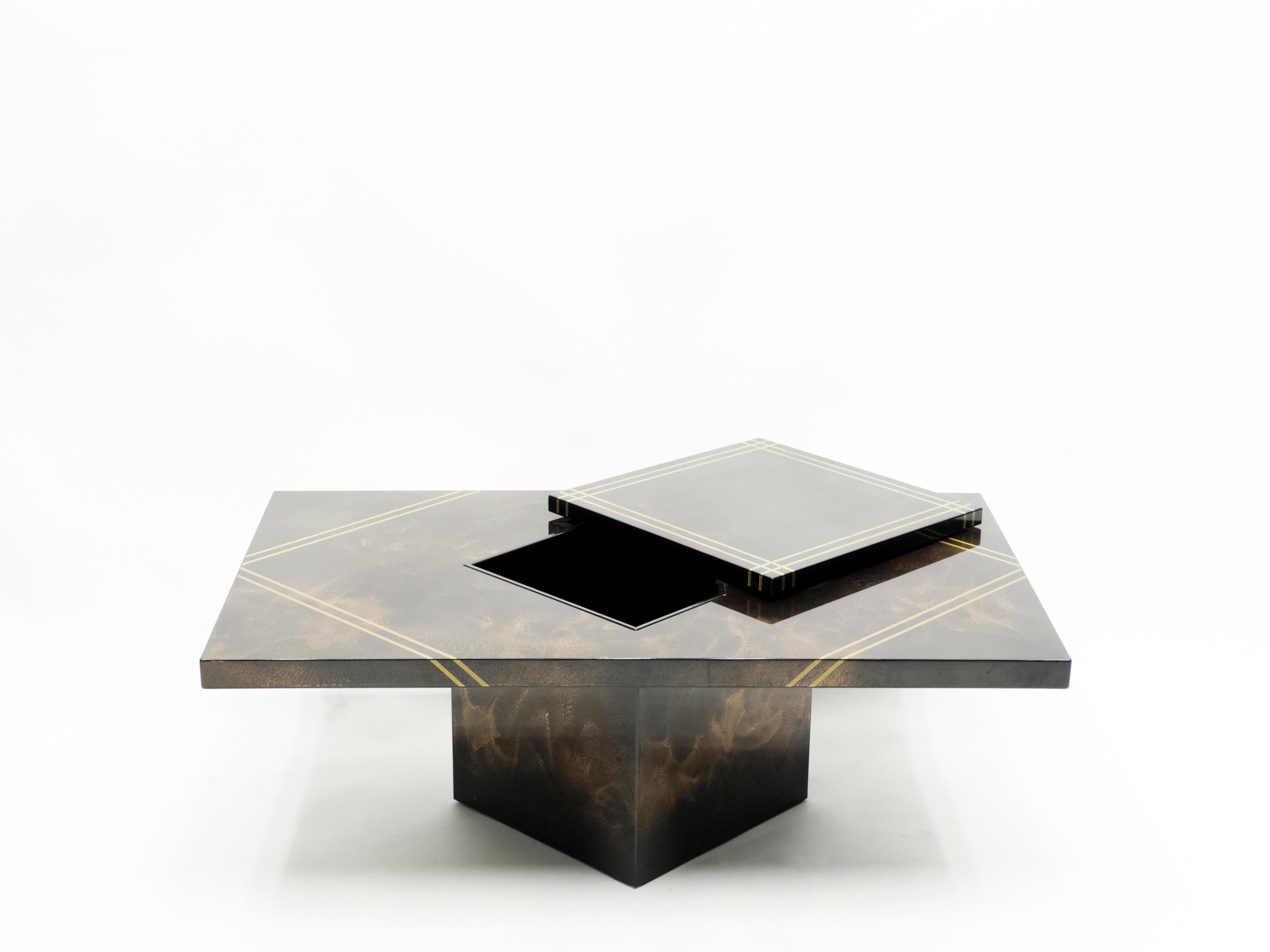 Guy Lefevre for Ligne Roset Lacquered Brass Bar Coffee Table, 1970s In Good Condition In Paris, IDF