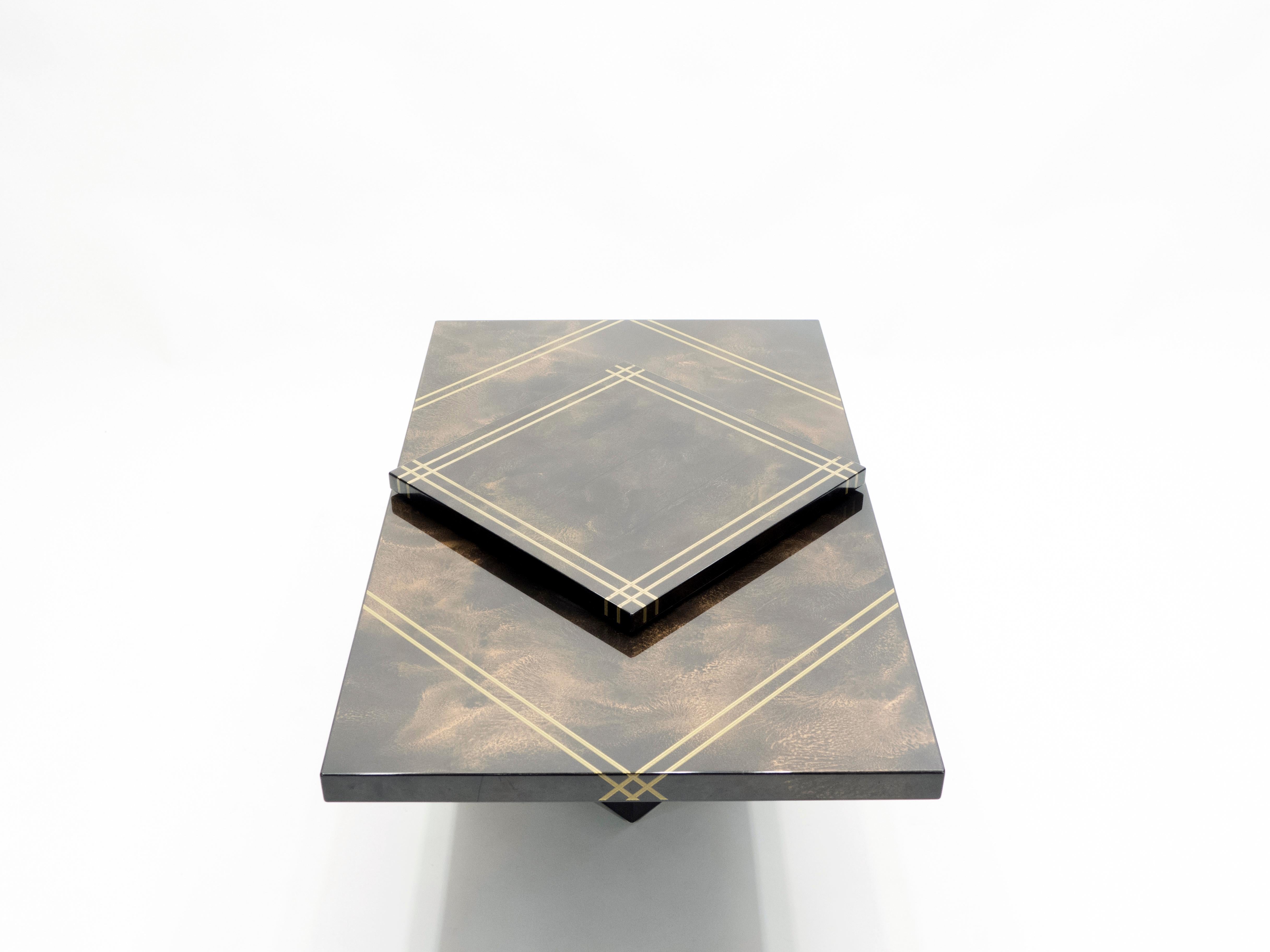 Late 20th Century Guy Lefevre for Ligne Roset Lacquered Brass Bar Coffee Table, 1970s