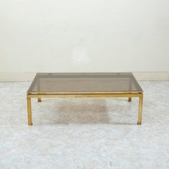 Guy LeFevre for Maison Jansen 20th Century Brass and Glass Coffee Table 48 X 32
