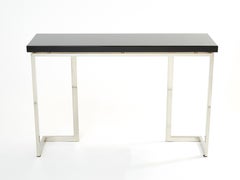 Console en laque noire et chrome Guy Lefevre pour Maison Jansen, années 1970
