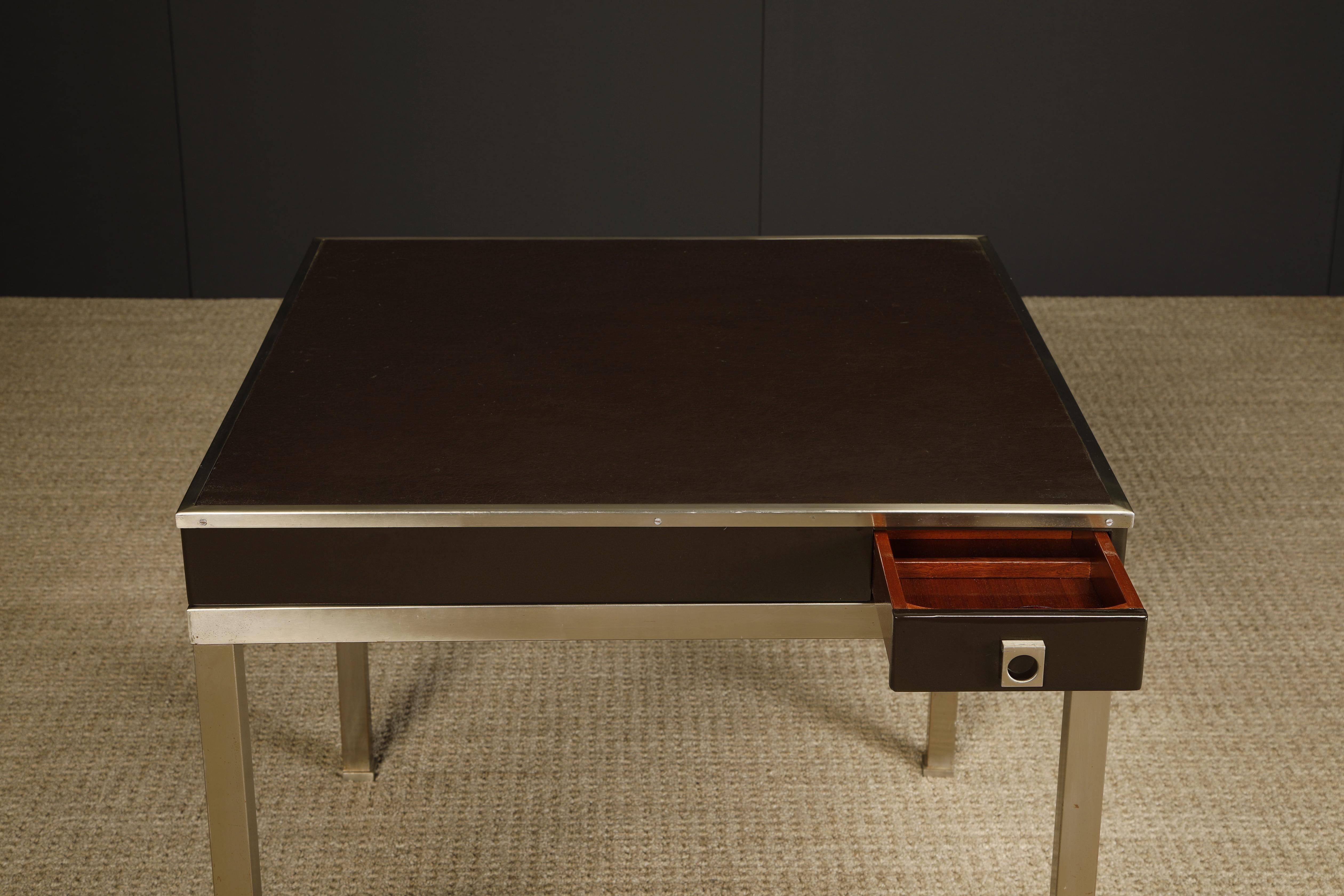 Guy Lefevre for Maison Jansen Game Table with Drawers, 1970s, France In Good Condition For Sale In Los Angeles, CA