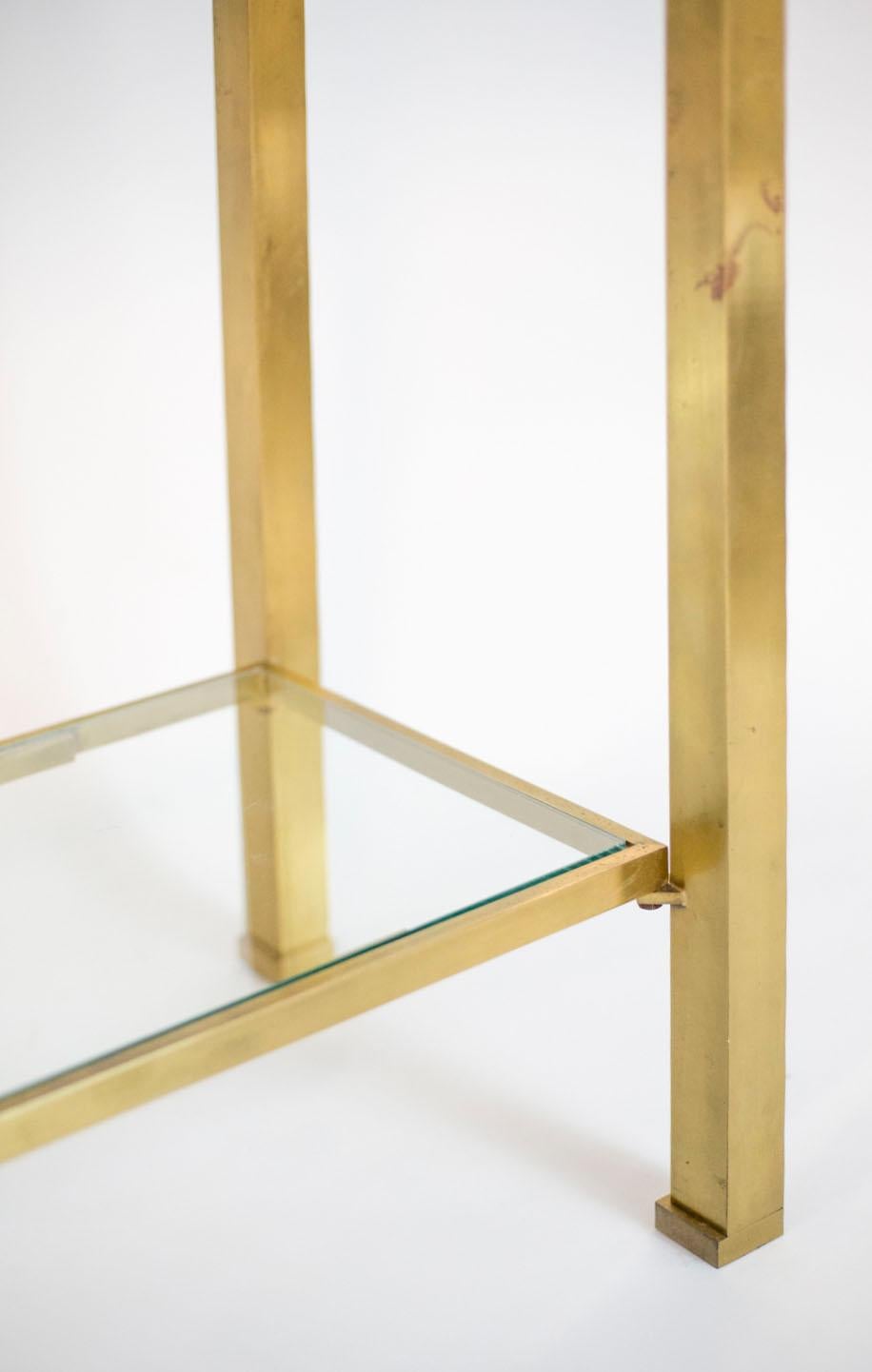 Guy Lefèvre for Maison Jansen, Lacquer and Brass Console, 1970s 1