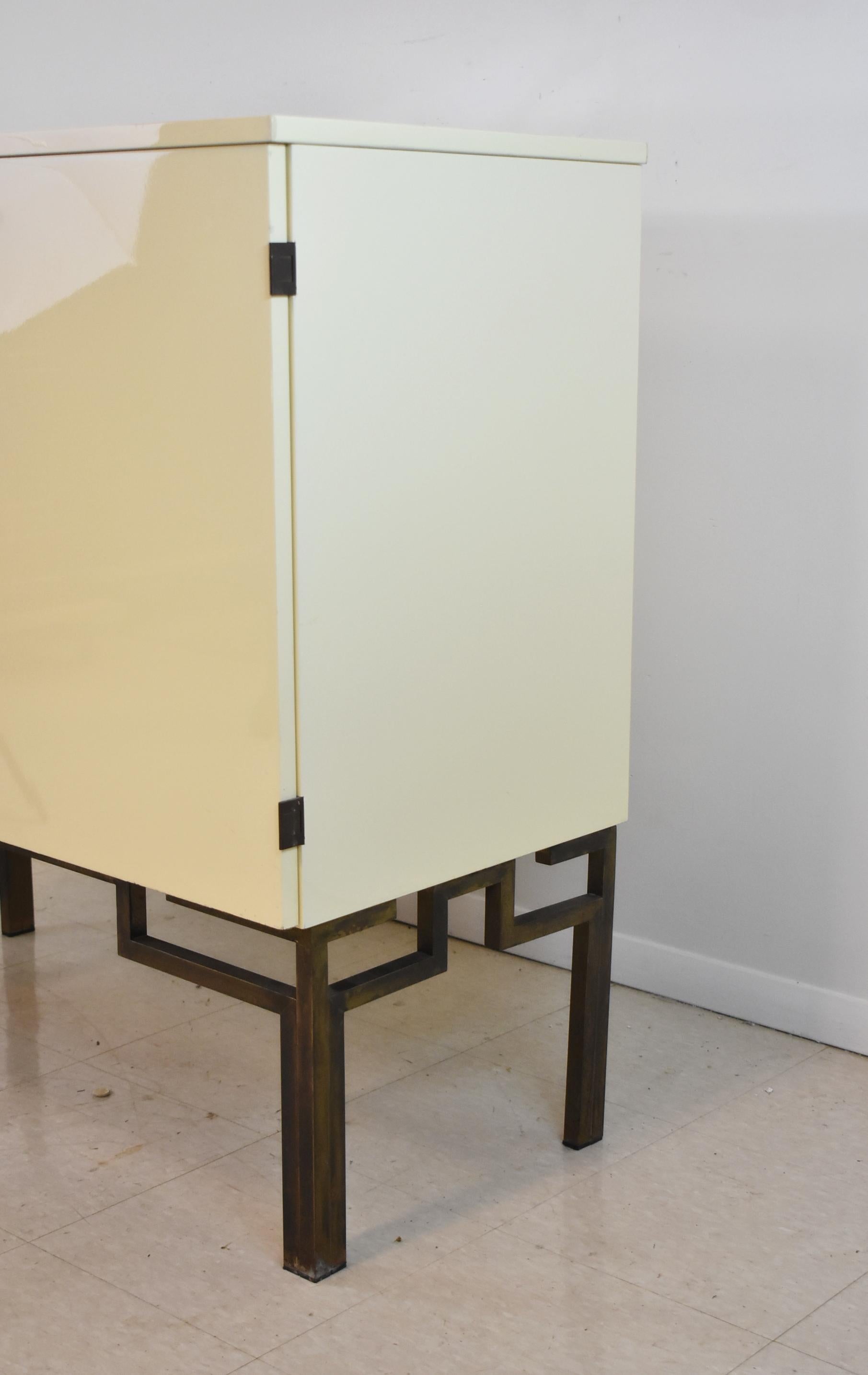 Mid-Century Modern Guy Lefevre for Maison Jansen Lacquer Bar Cabinet For Sale