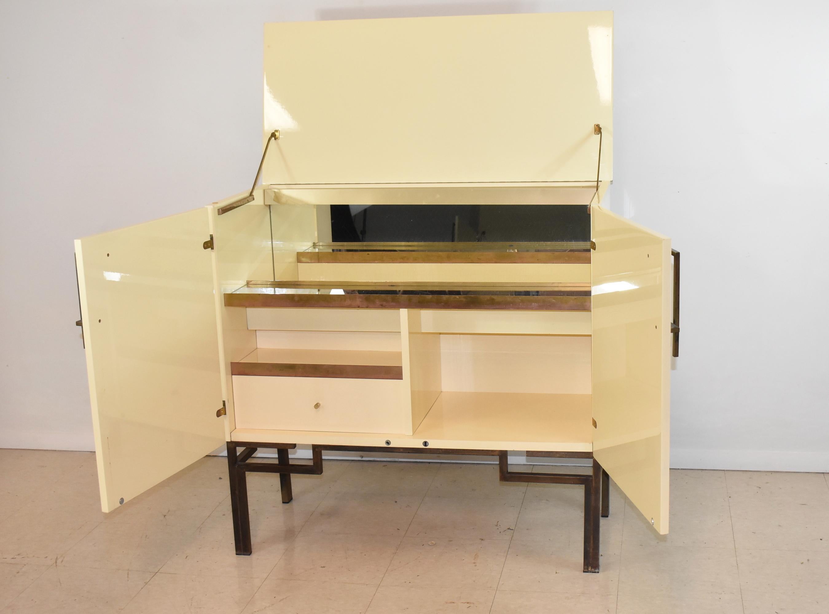 20th Century Guy Lefevre for Maison Jansen Lacquer Bar Cabinet For Sale