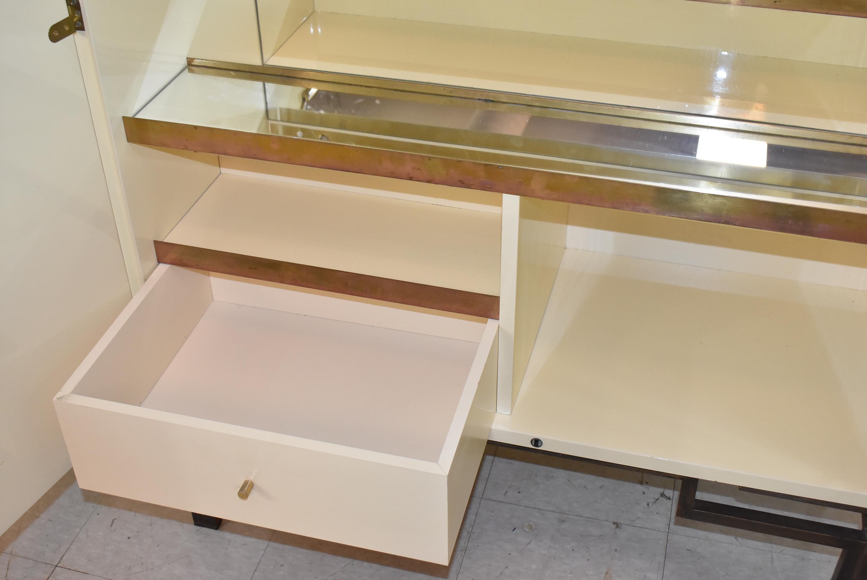 Brass Guy Lefevre for Maison Jansen Lacquer Bar Cabinet For Sale