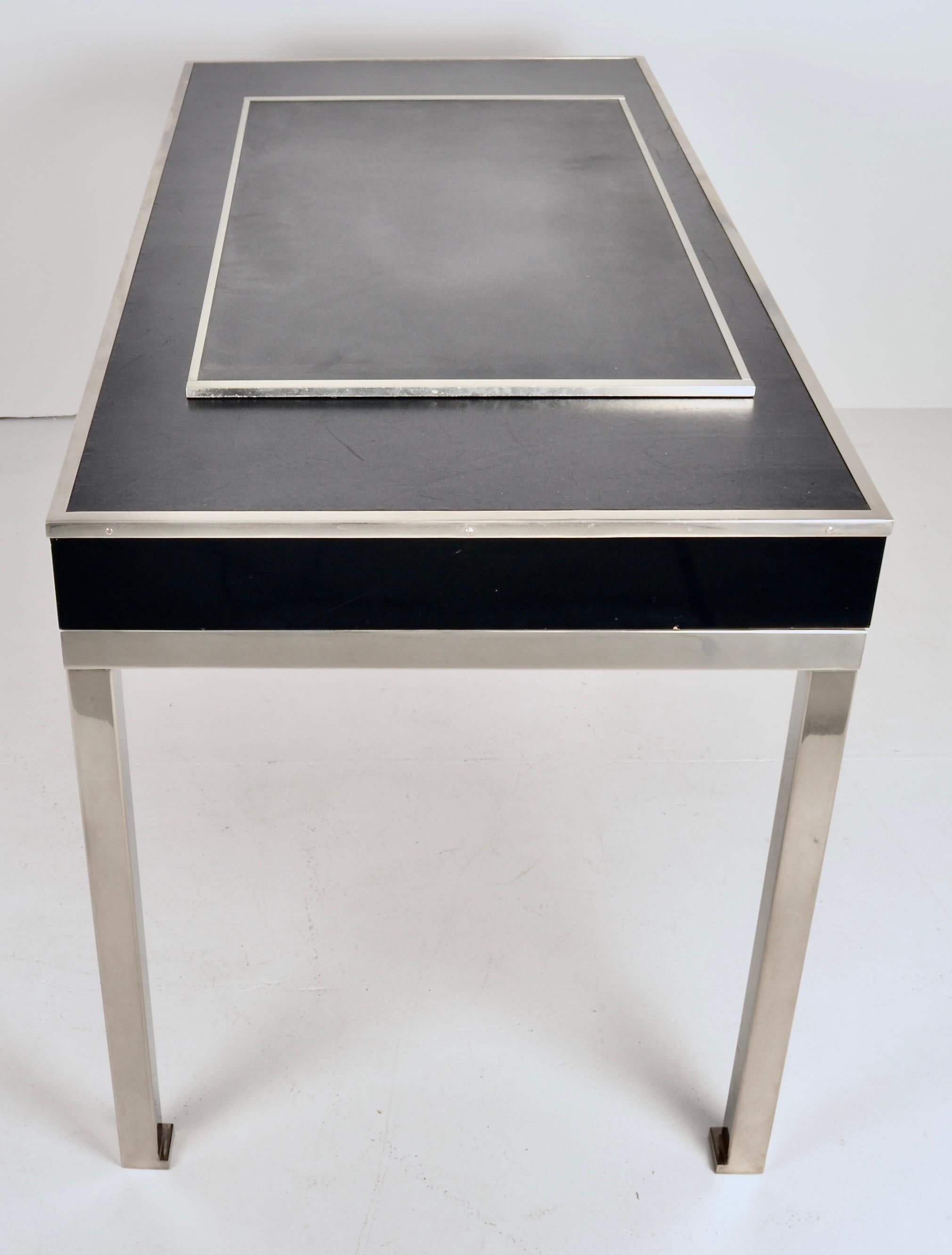 Guy LeFevre for Maison Jansen Lacquered Wood w/ Leather Desk, France C 1970s For Sale 1