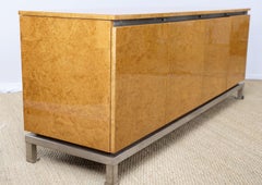 Großes Sideboard aus Ulmenholz und gebürstetem Stahl, Guy LEFEVRE für Maison Jansen