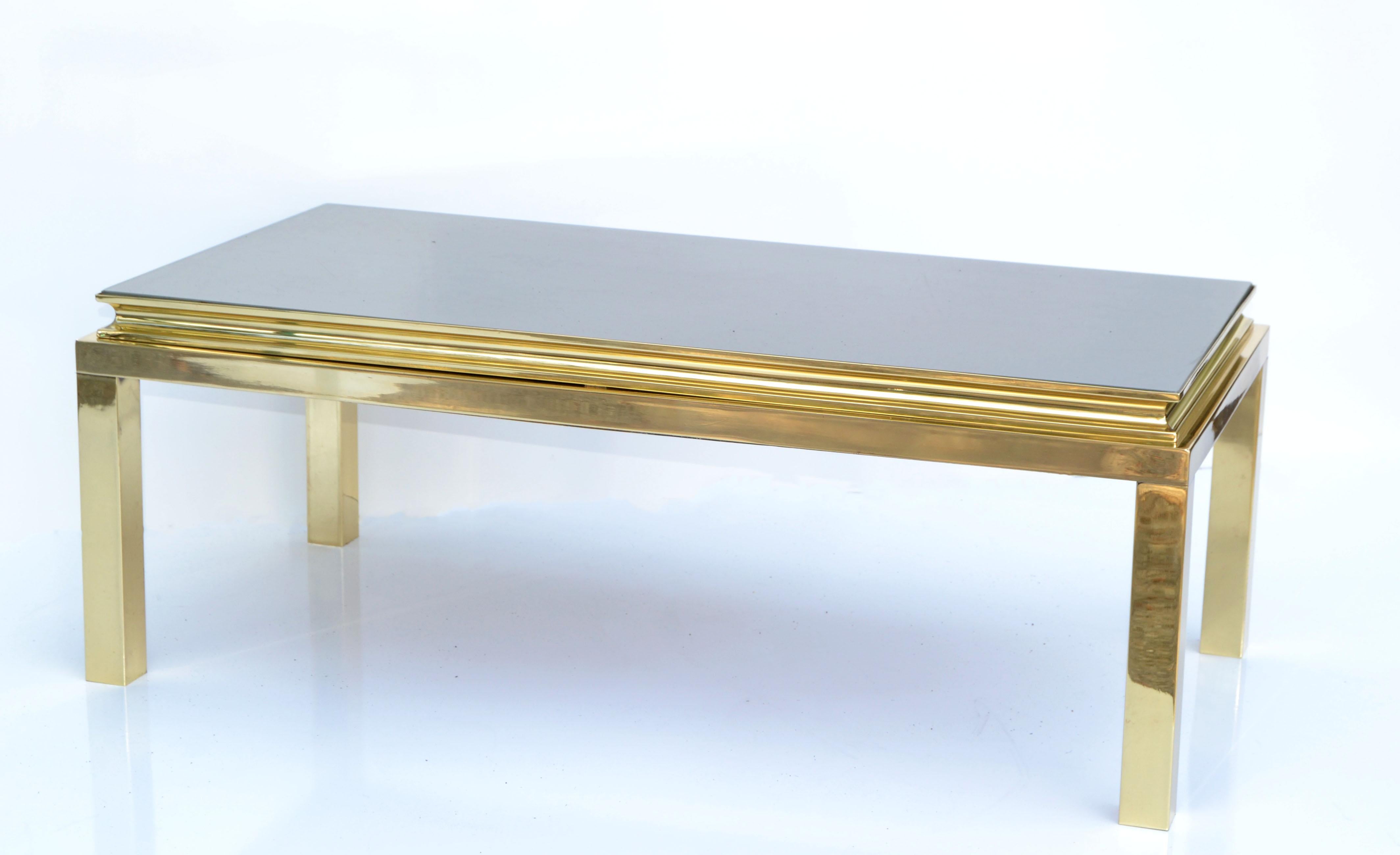 Polished Guy Lefevre for Maison Jansen Mid-Century Modern French 1960 Brass Coffee Table