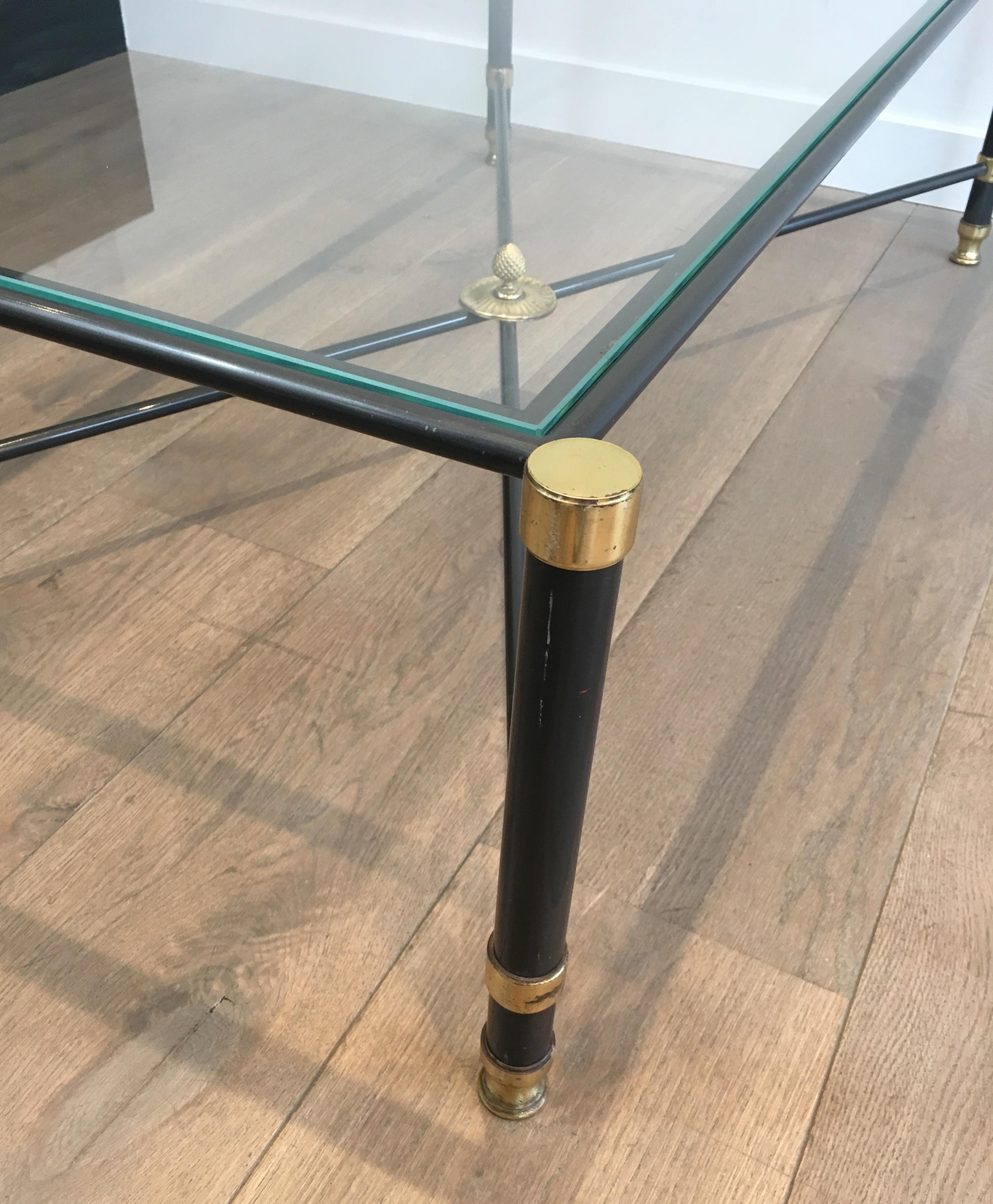 Guy Lefevre for Maison Jansen, Neoclassical Style Gun Metal and Brass Coffee 4