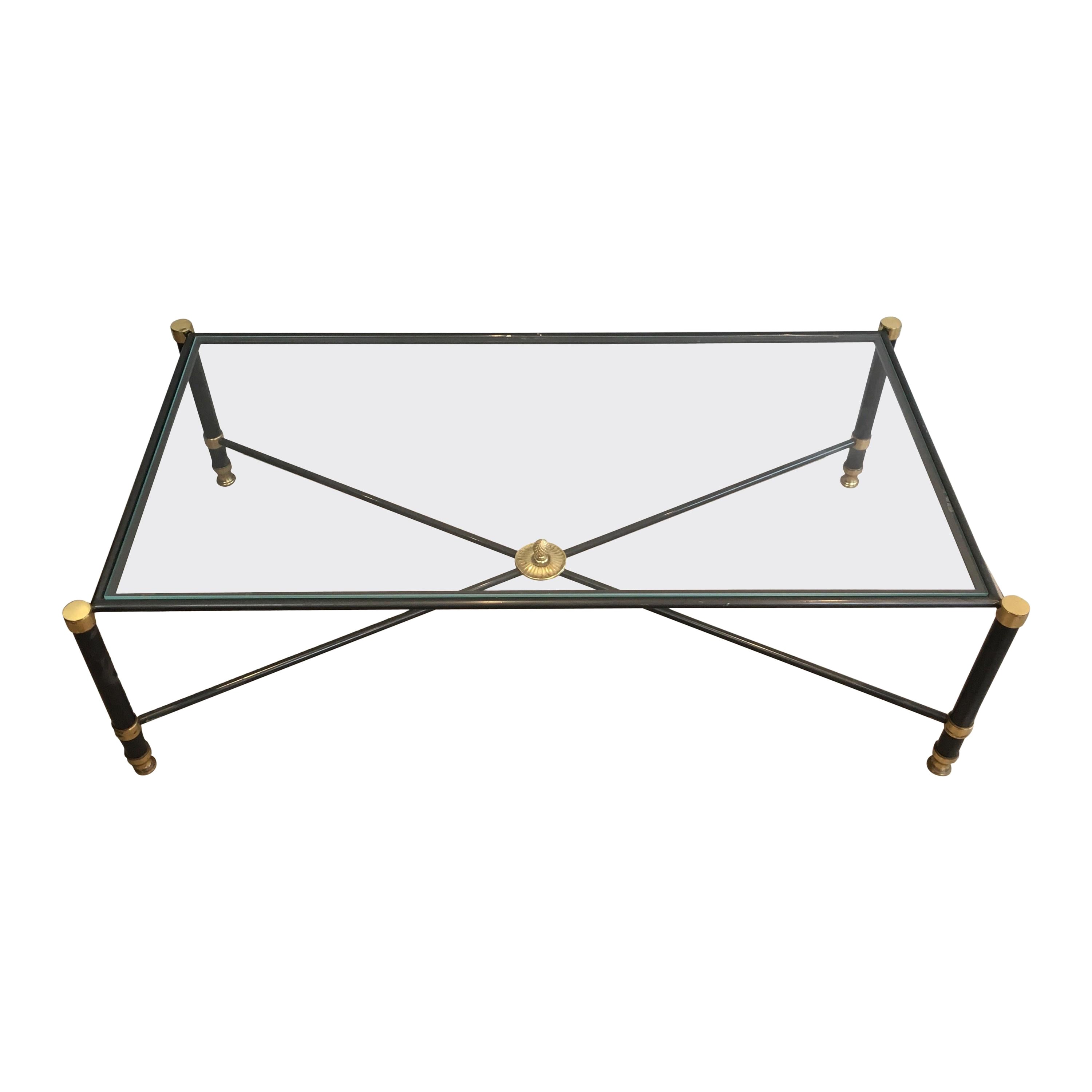 Guy Lefevre for Maison Jansen, Neoclassical Style Gun Metal and Brass Coffee