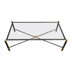 Guy Lefevre for Maison Jansen, Neoclassical Style Gun Metal and Brass Coffee