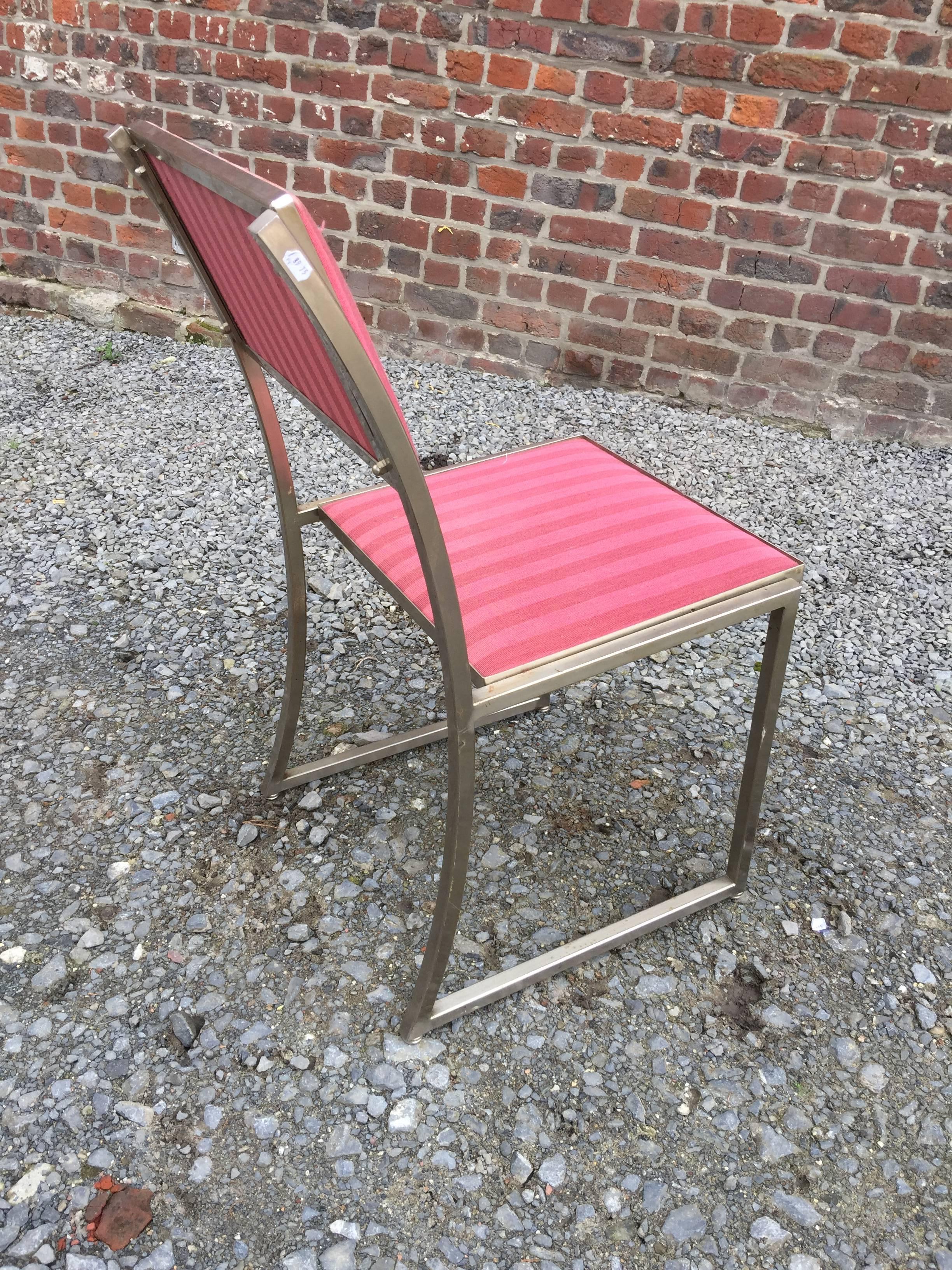 Guy Lefevre pour Maison Jansen  Six chaises en acier en vente 4