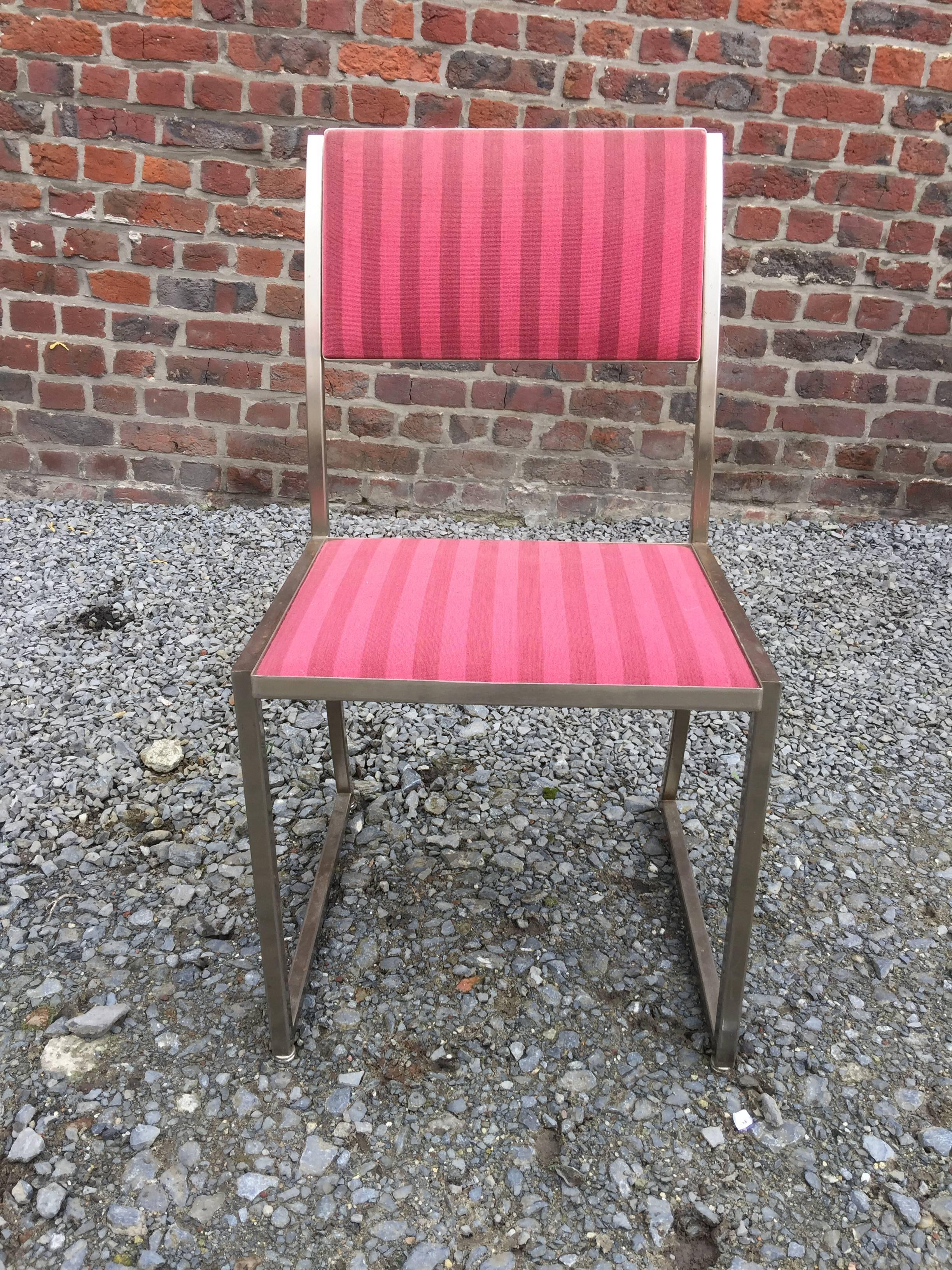 Guy Lefevre pour Maison Jansen  Six chaises en acier en vente 5