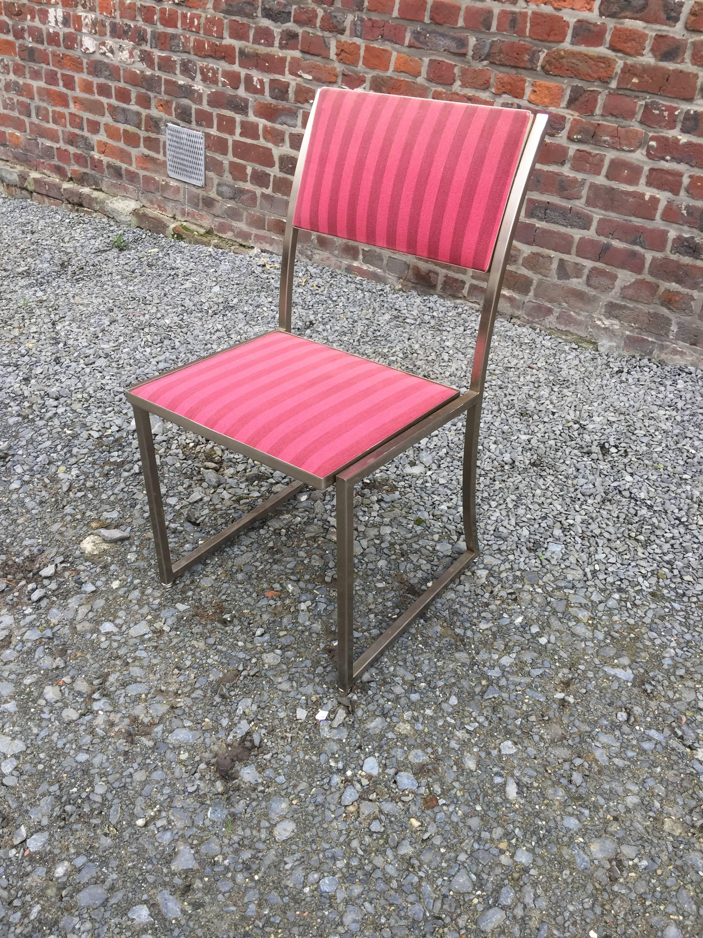 Guy Lefevre pour Maison Jansen  Six chaises en acier en vente 6