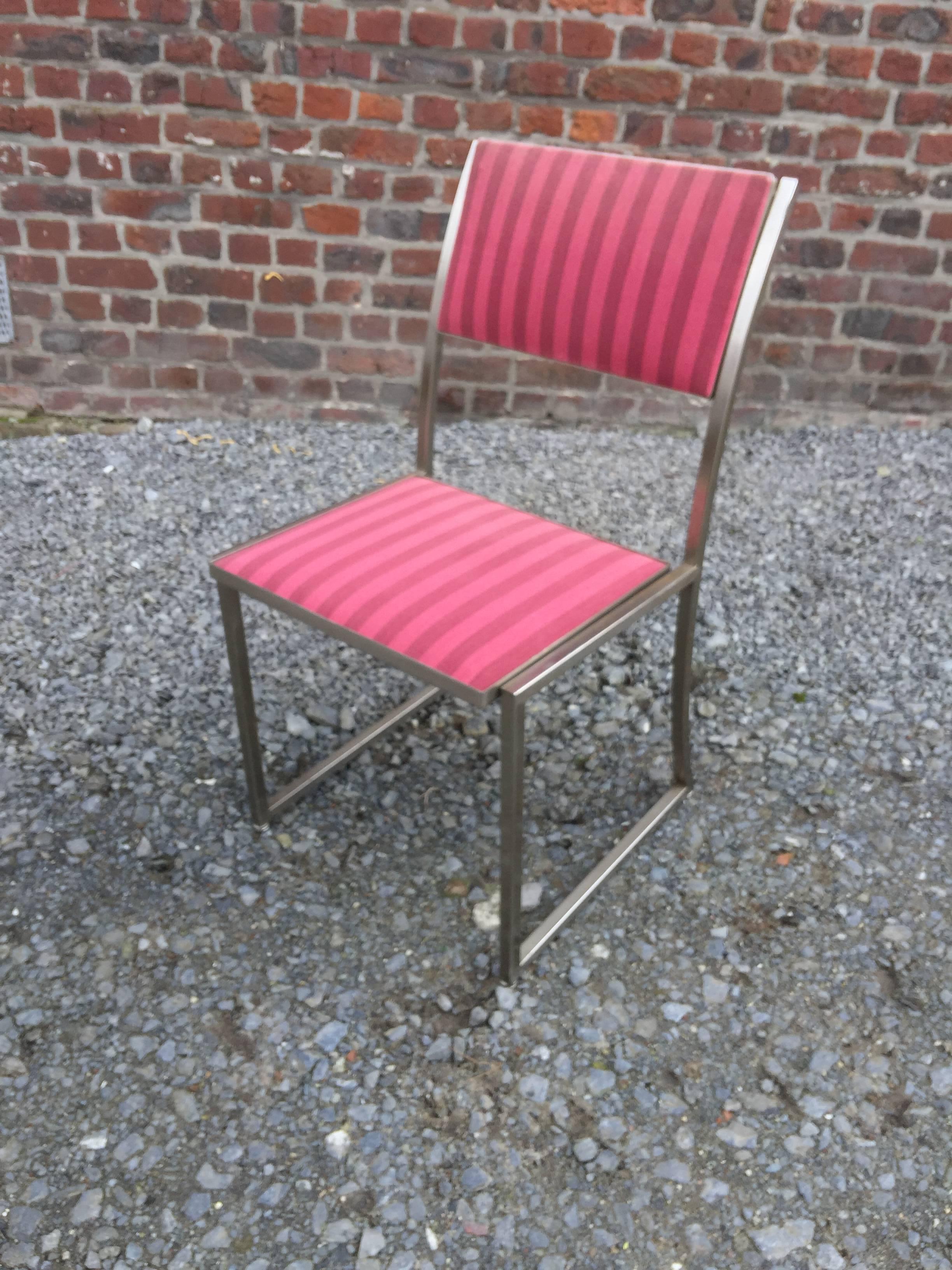 Art Deco Guy Lefevre for Maison Jansen  Six Chairs in Steel For Sale