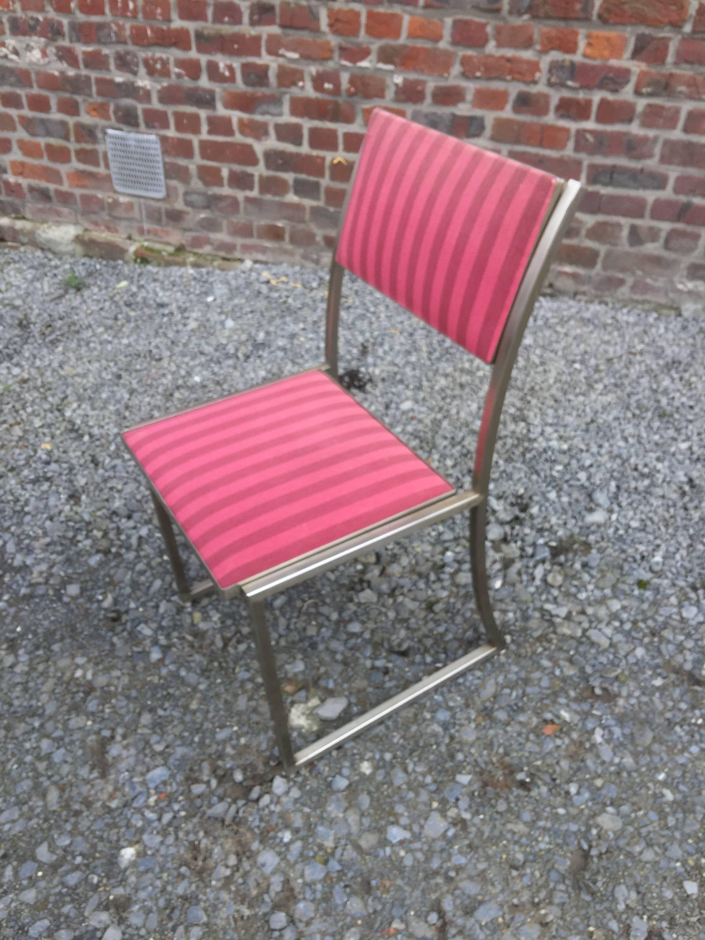 Guy Lefevre pour Maison Jansen  Six chaises en acier Bon état - En vente à Saint-Ouen, FR