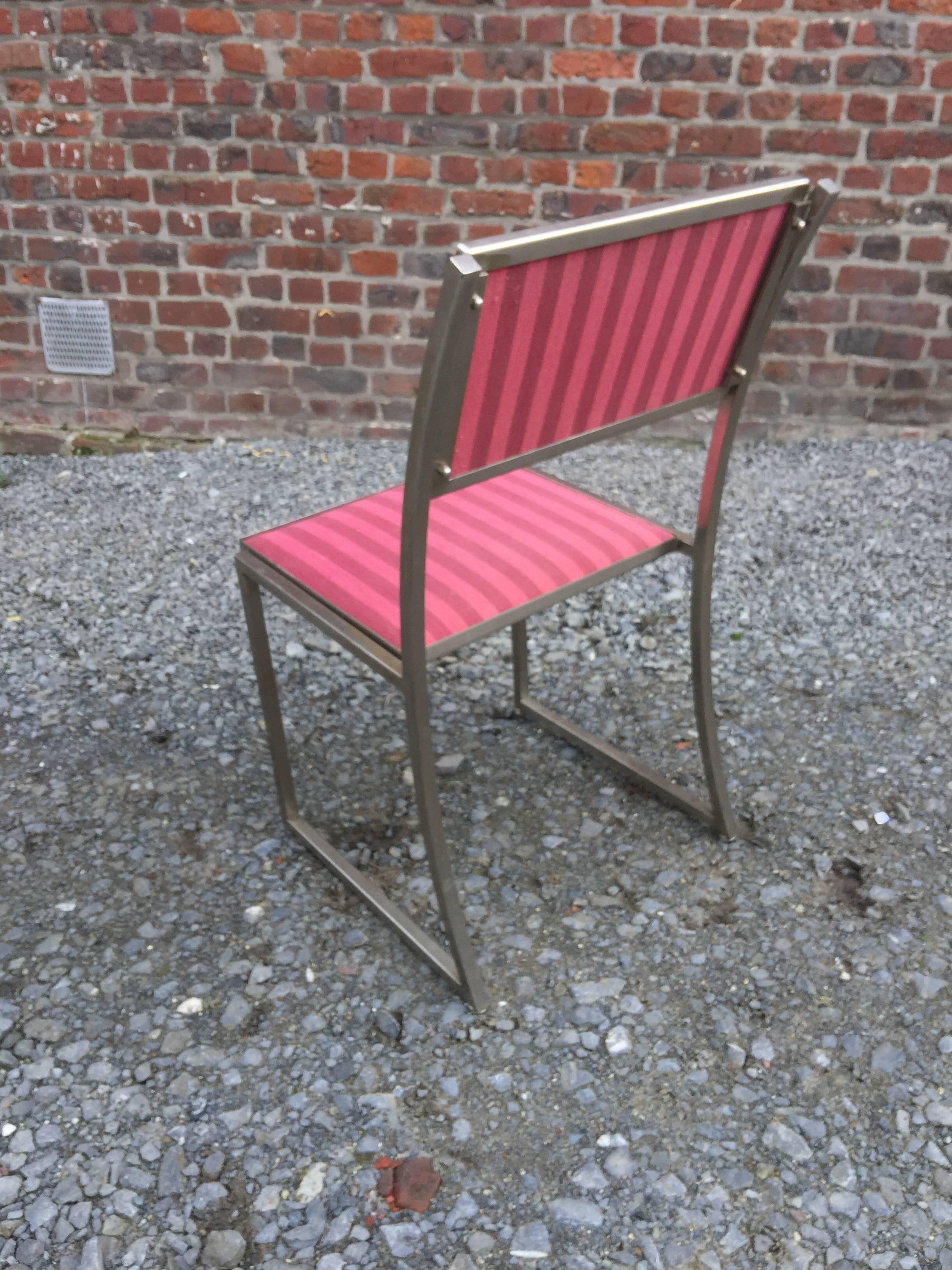 Acier Guy Lefevre pour Maison Jansen  Six chaises en acier en vente