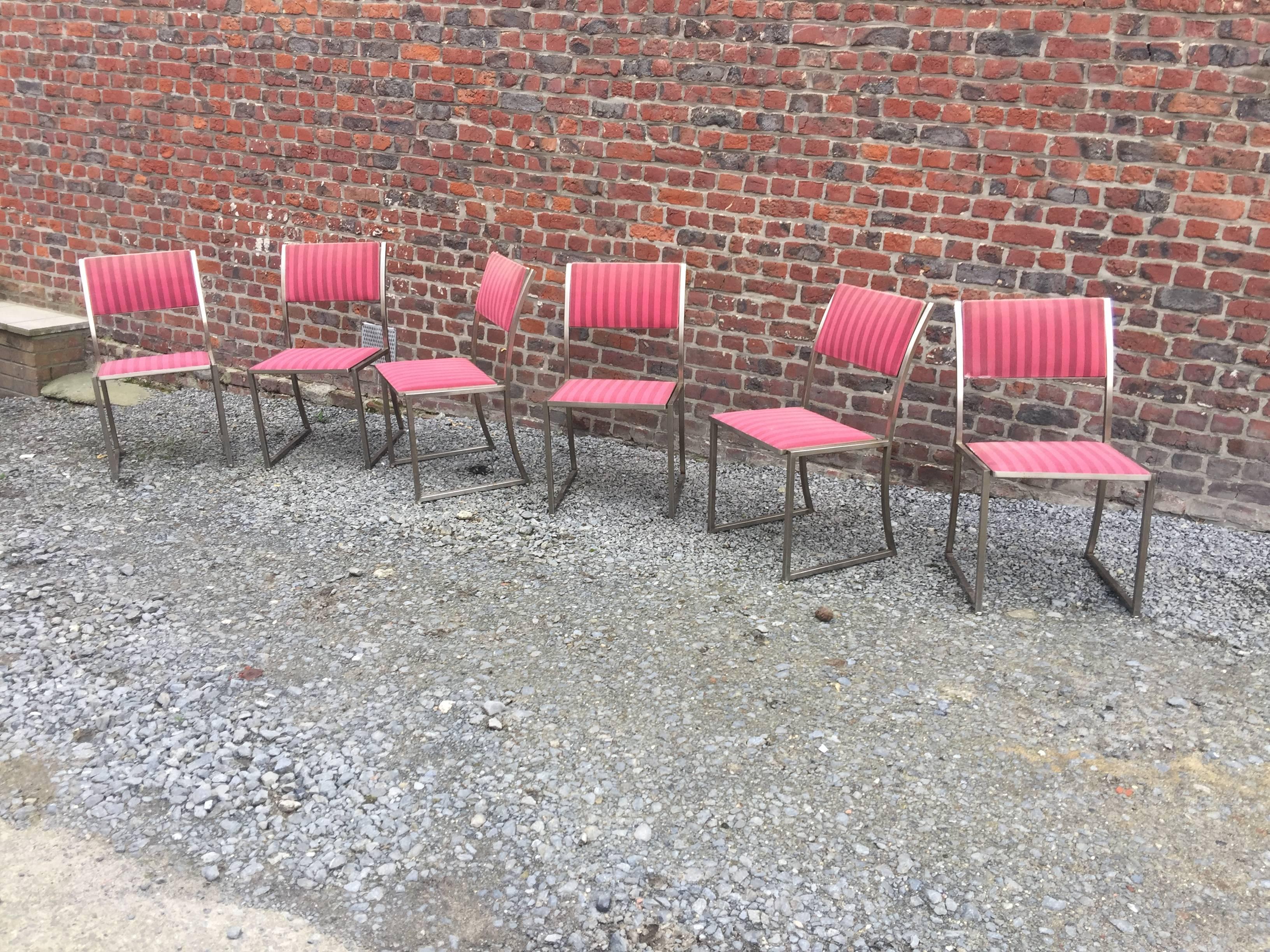 Guy Lefevre pour Maison Jansen  Six chaises en acier en vente 1