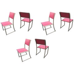 Guy Lefevre per Maison Jansen Sei sedie in Steele