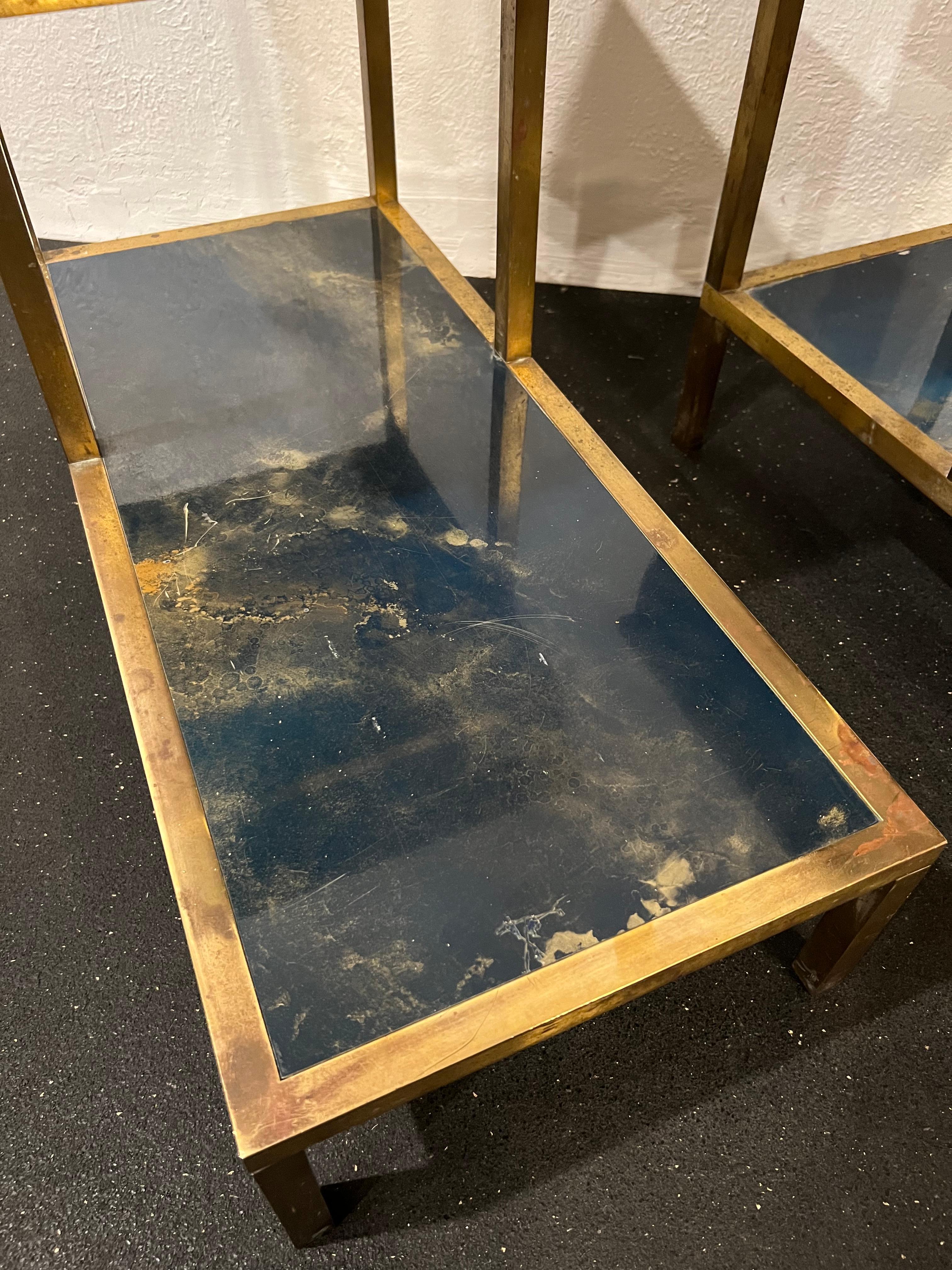 Guy Lefevre für Maison Jansen Zweistöckige Tische aus Lack und Bronze - ein Paar im Angebot 3