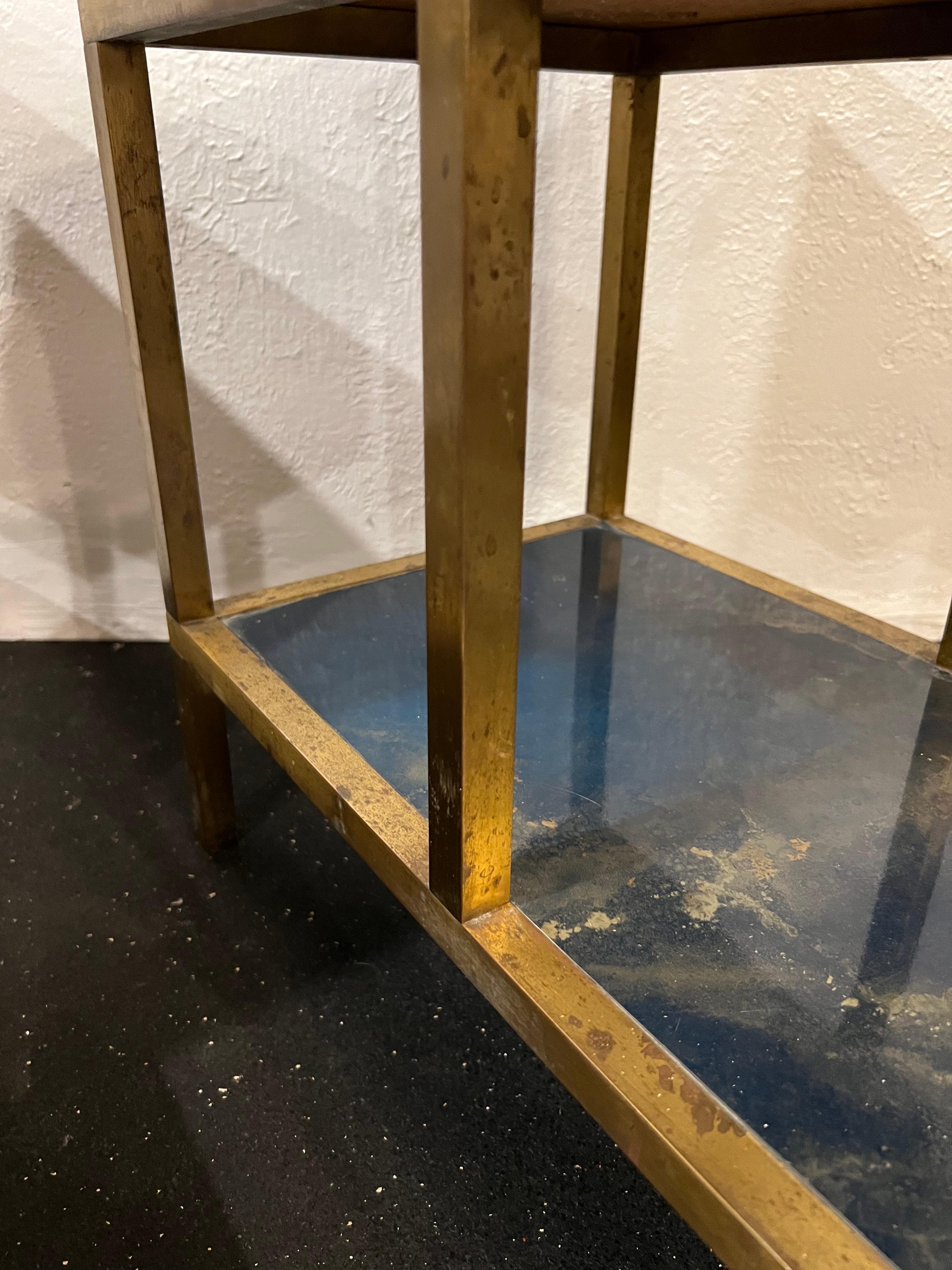 Guy Lefevre for Maison Jansen Two-Tiered Lacquered and Bronze Tables, a Pair For Sale 4