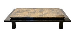 Guy Lefevre Gold Leaf Black Lacquer French Low Coffee Table