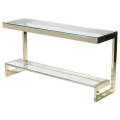 Vintage Guy Lefevre Large Brass Console Table for Maison Jansen, 1970s