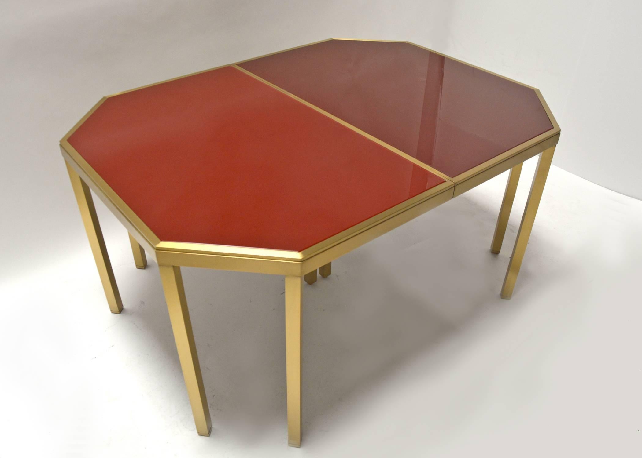 Mid-Century Modern Guy Lefevre Maison Jansen Brass and Glass Dining Table For Sale