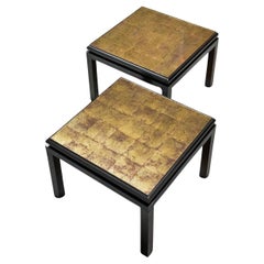 Guy Lefevre Paire de tables d'appoint en Verre Églomisé pour Maison Jansen Paris 1970