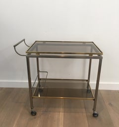 Guy Lefèvre, Rare Brushed Style and brass Trolley, French, circa 1970