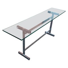Guy Lefevre, Rare Console Table in Steel and Glass, circa 1970