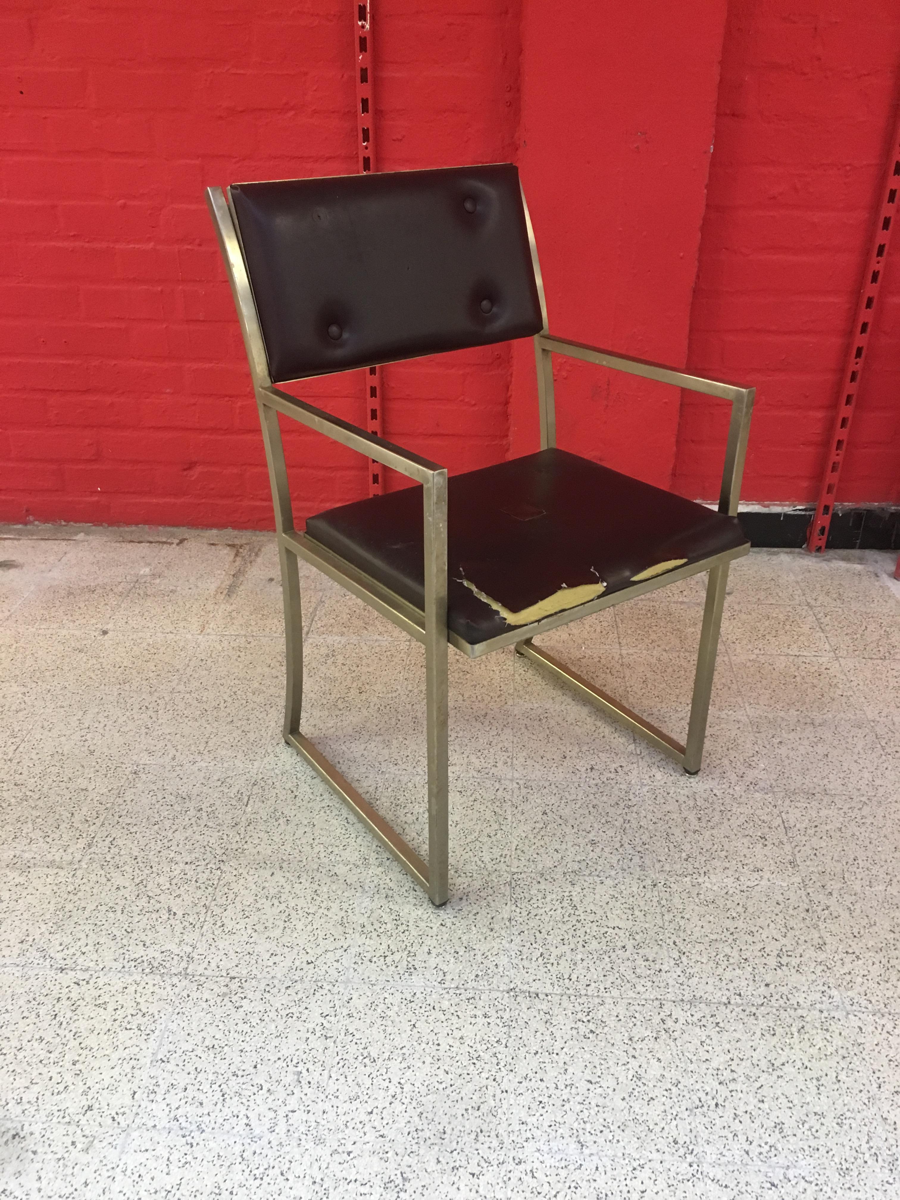 French Guy Lefevre Rare Office Chair, circa 1970 For Sale