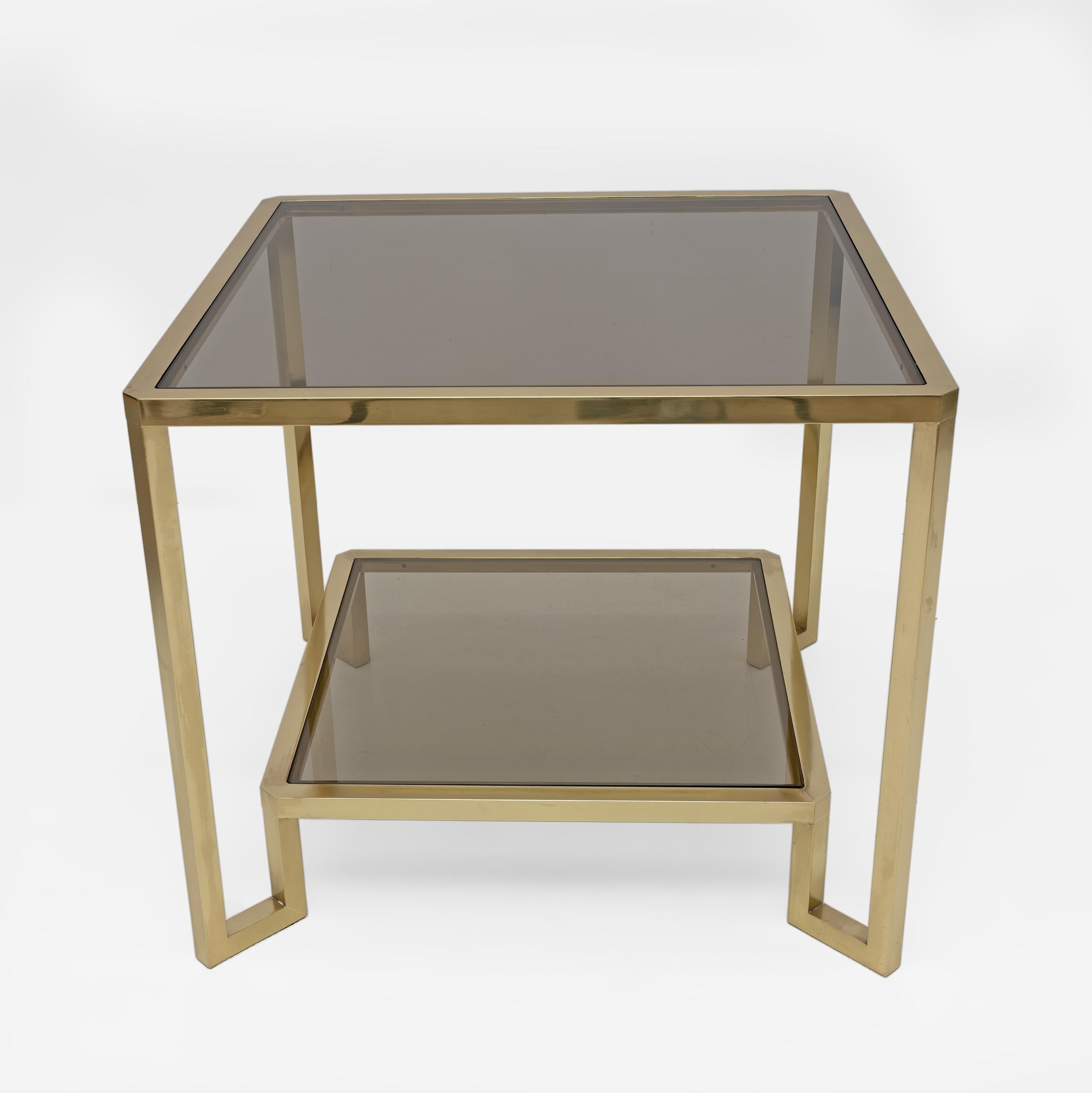 Quadratischer Couchtisch aus Messing von Guy Lefevre für Maison Jansen, Frankreich 1970er Jahre (Moderne der Mitte des Jahrhunderts) im Angebot
