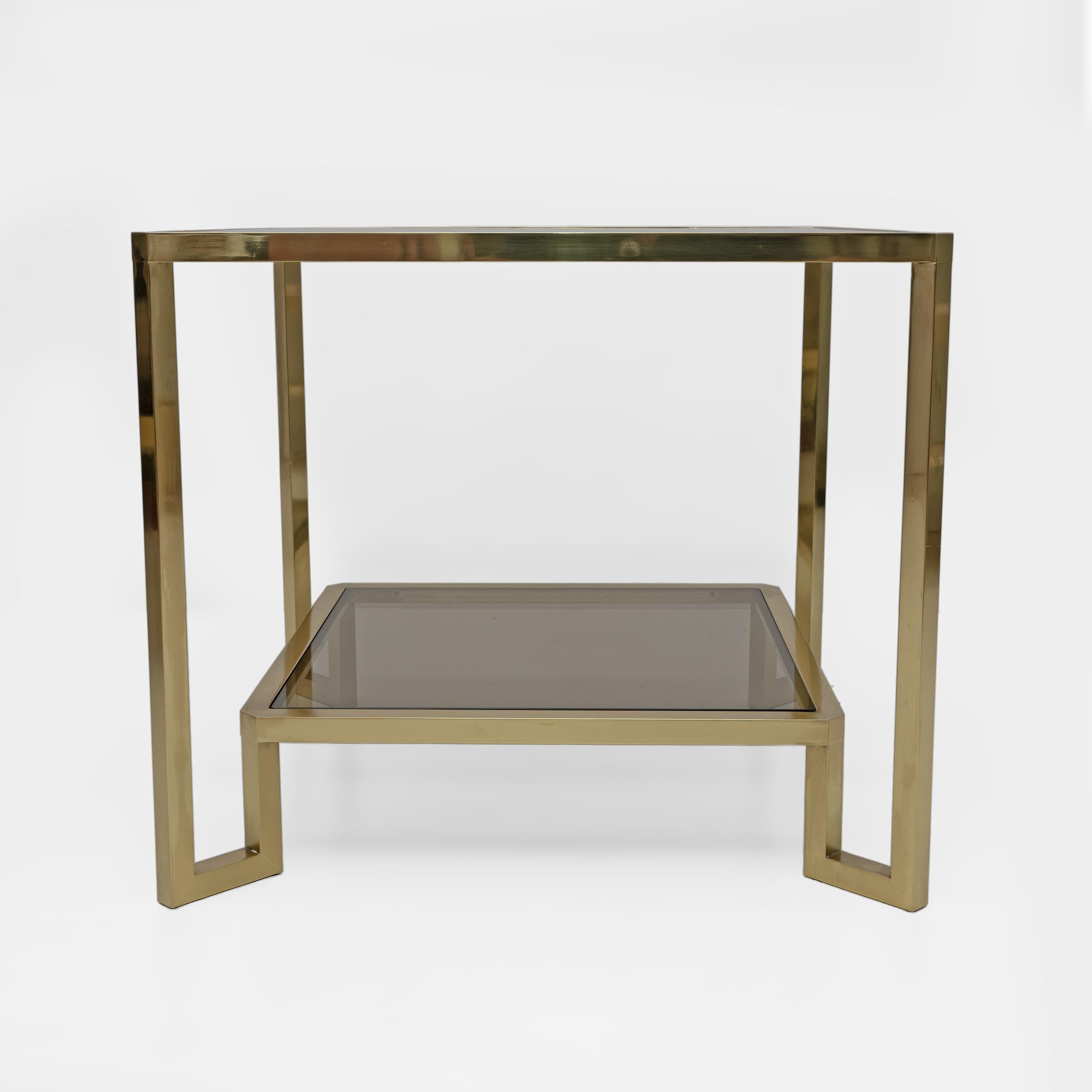 Quadratischer Couchtisch aus Messing von Guy Lefevre für Maison Jansen, Frankreich 1970er Jahre (Französisch) im Angebot