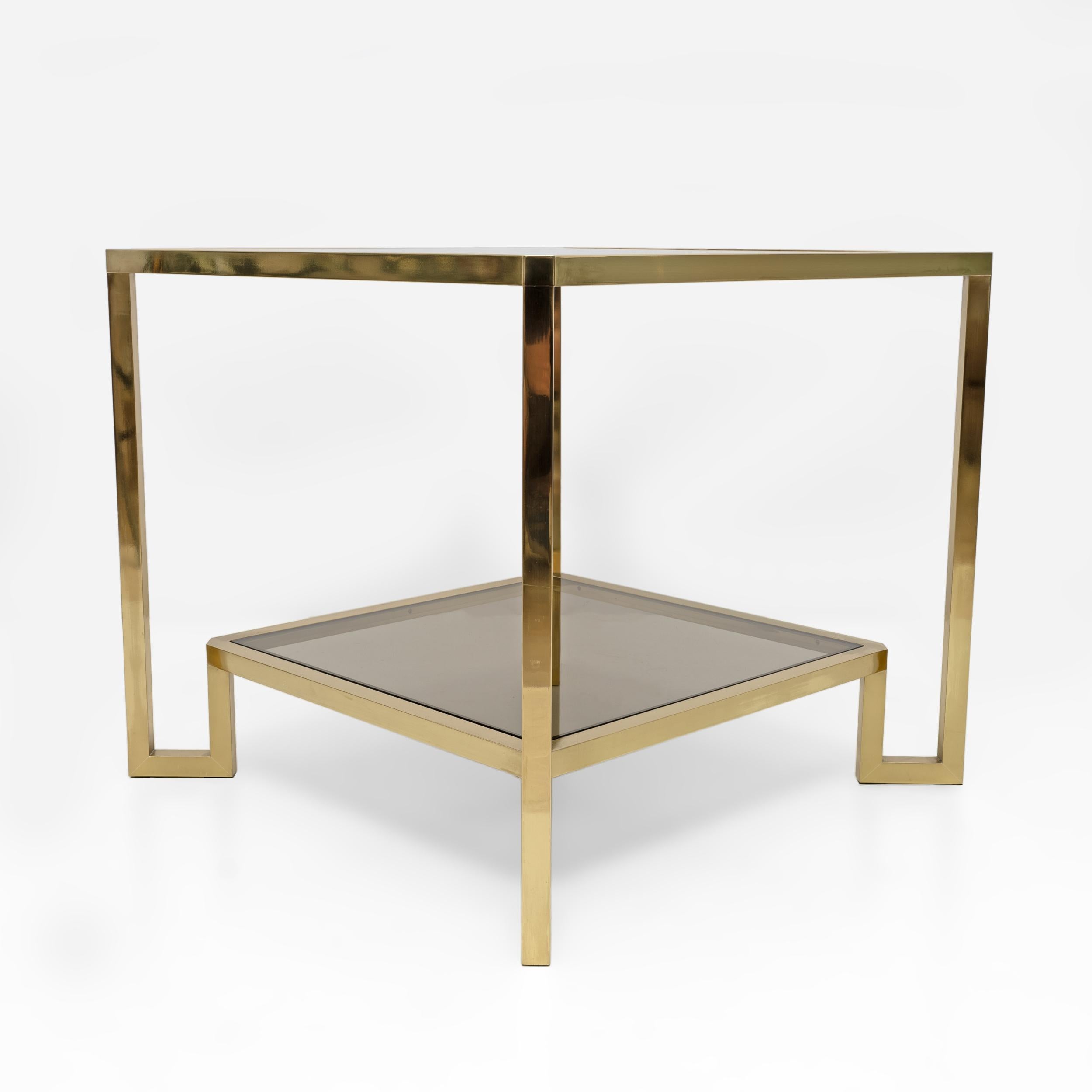 Quadratischer Couchtisch aus Messing von Guy Lefevre für Maison Jansen, Frankreich 1970er Jahre im Zustand „Gut“ im Angebot in Puglia, Puglia