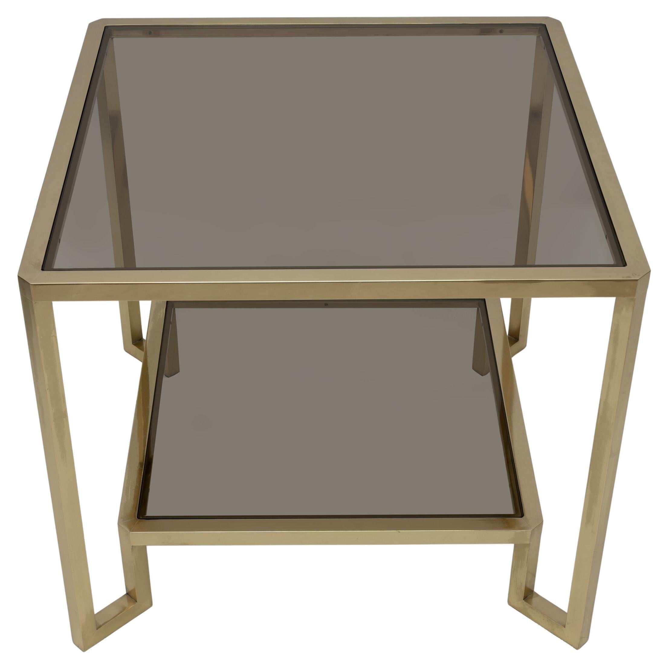 Quadratischer Couchtisch aus Messing von Guy Lefevre für Maison Jansen, Frankreich 1970er Jahre