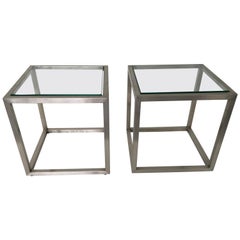 Guy Lefevre Stainless Cube Side Tables