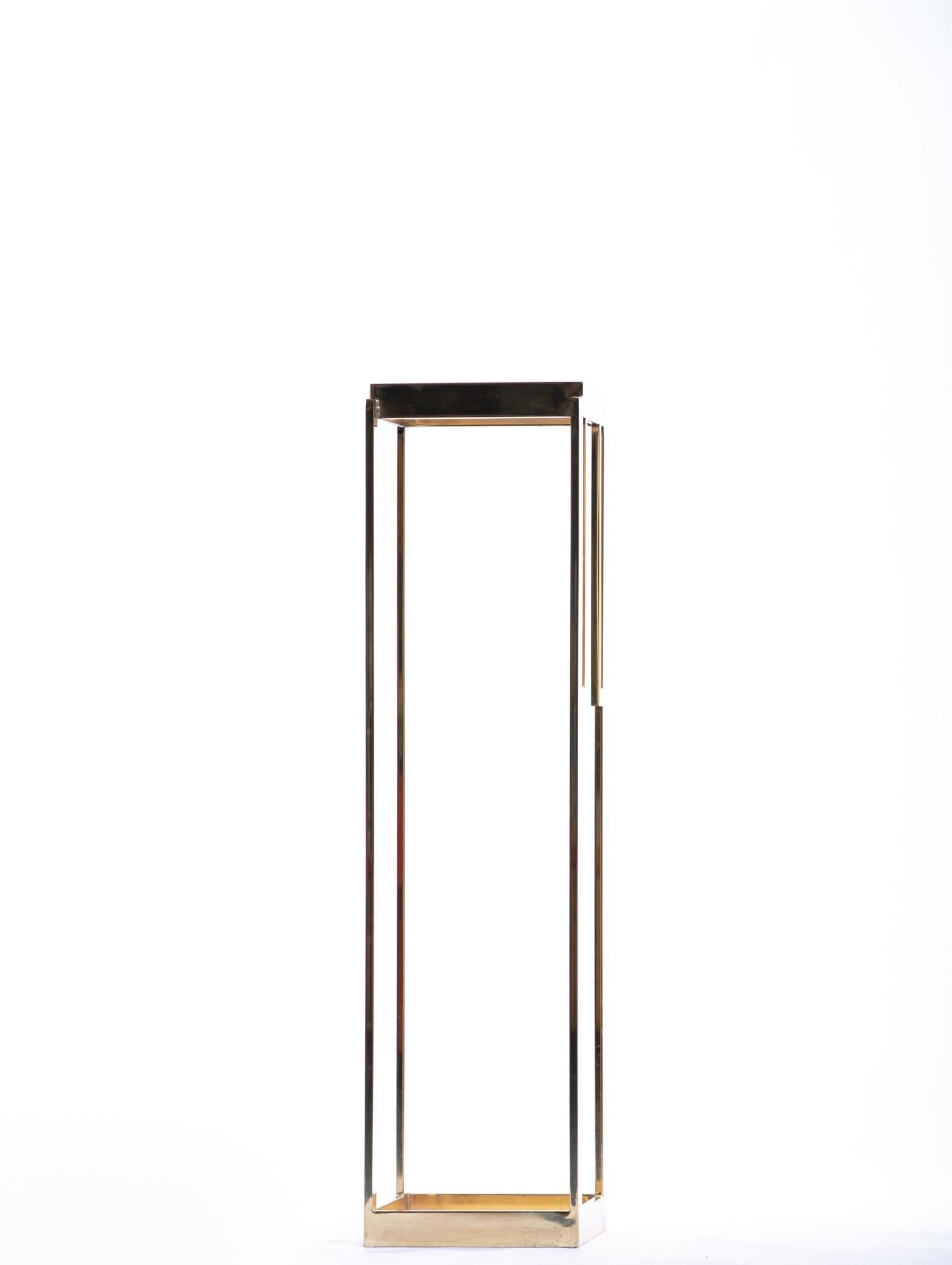 Guy Lefevre Style Tall Brass Midcentury Pedestals with Interchangeable Glass 4