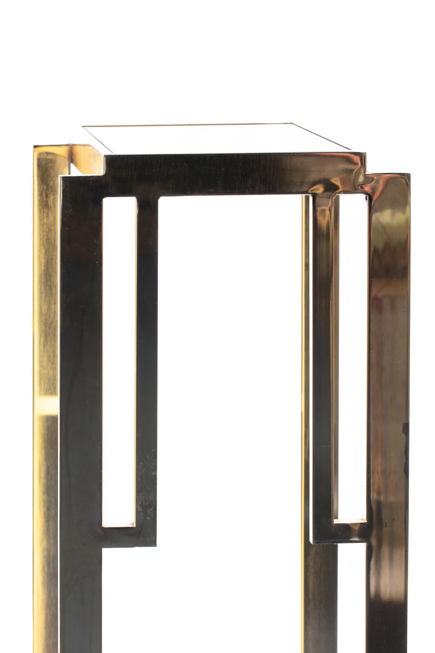 Guy Lefevre Style Tall Brass Midcentury Pedestals with Interchangeable Glass 8