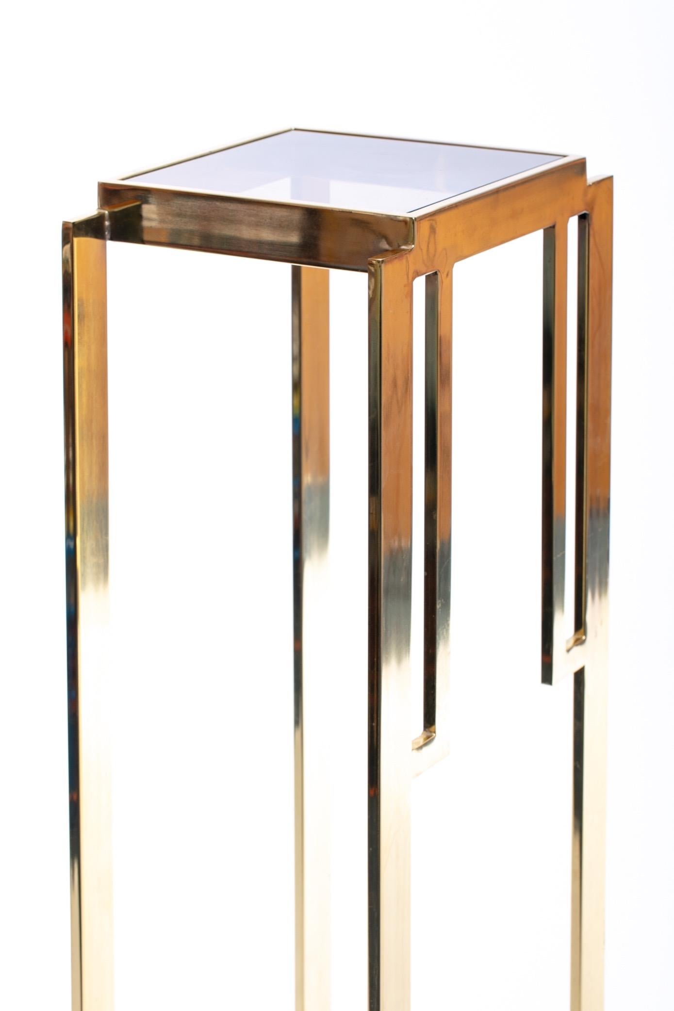 American Guy Lefevre Style Tall Brass Midcentury Pedestals with Interchangeable Glass
