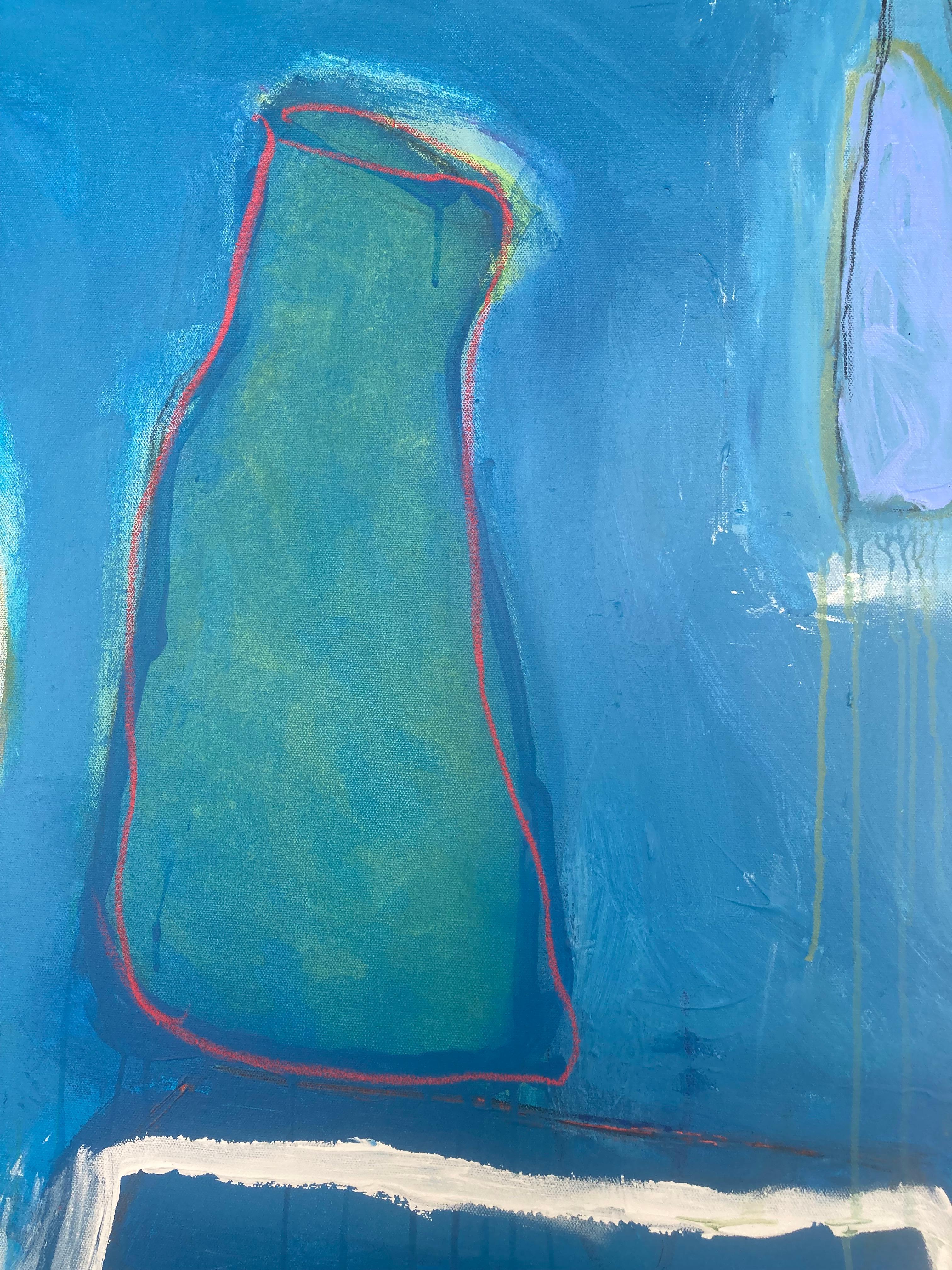Rondo blu (Pittura astratta multimediale contemporanea) - Painting Astratto di Guy Lyman