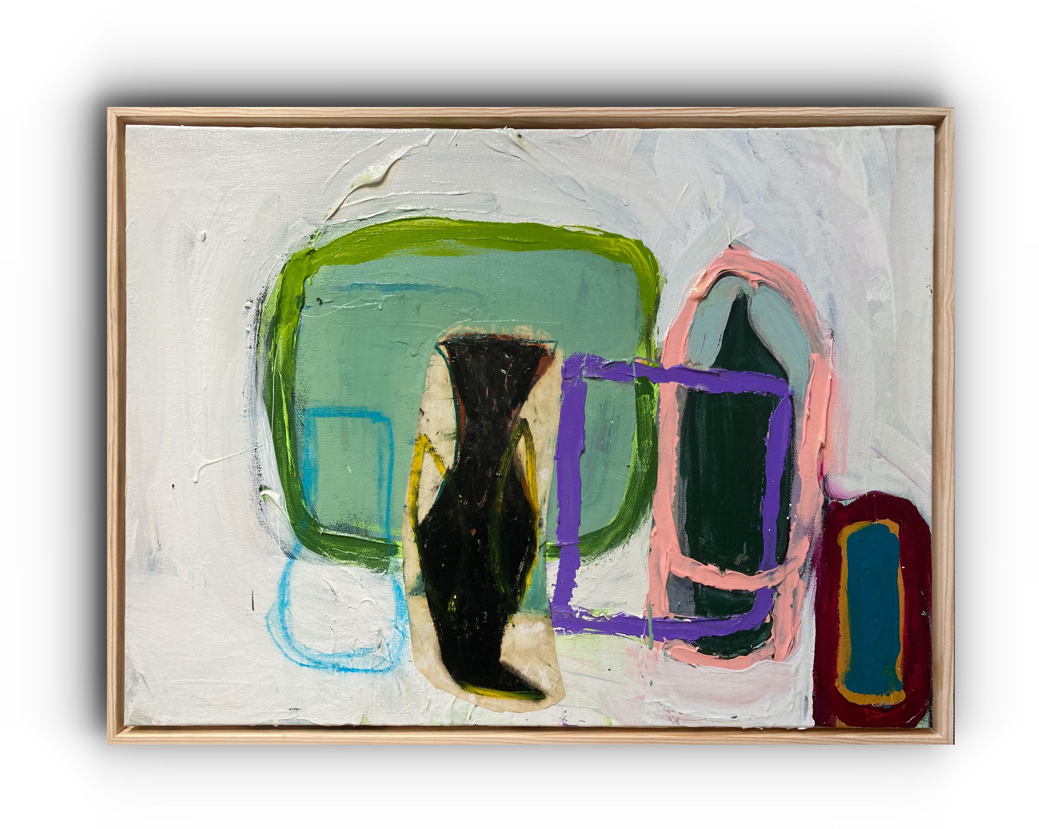 Retrato de familia nº 5  (Pintura abstracta contemporánea, enmarcada)