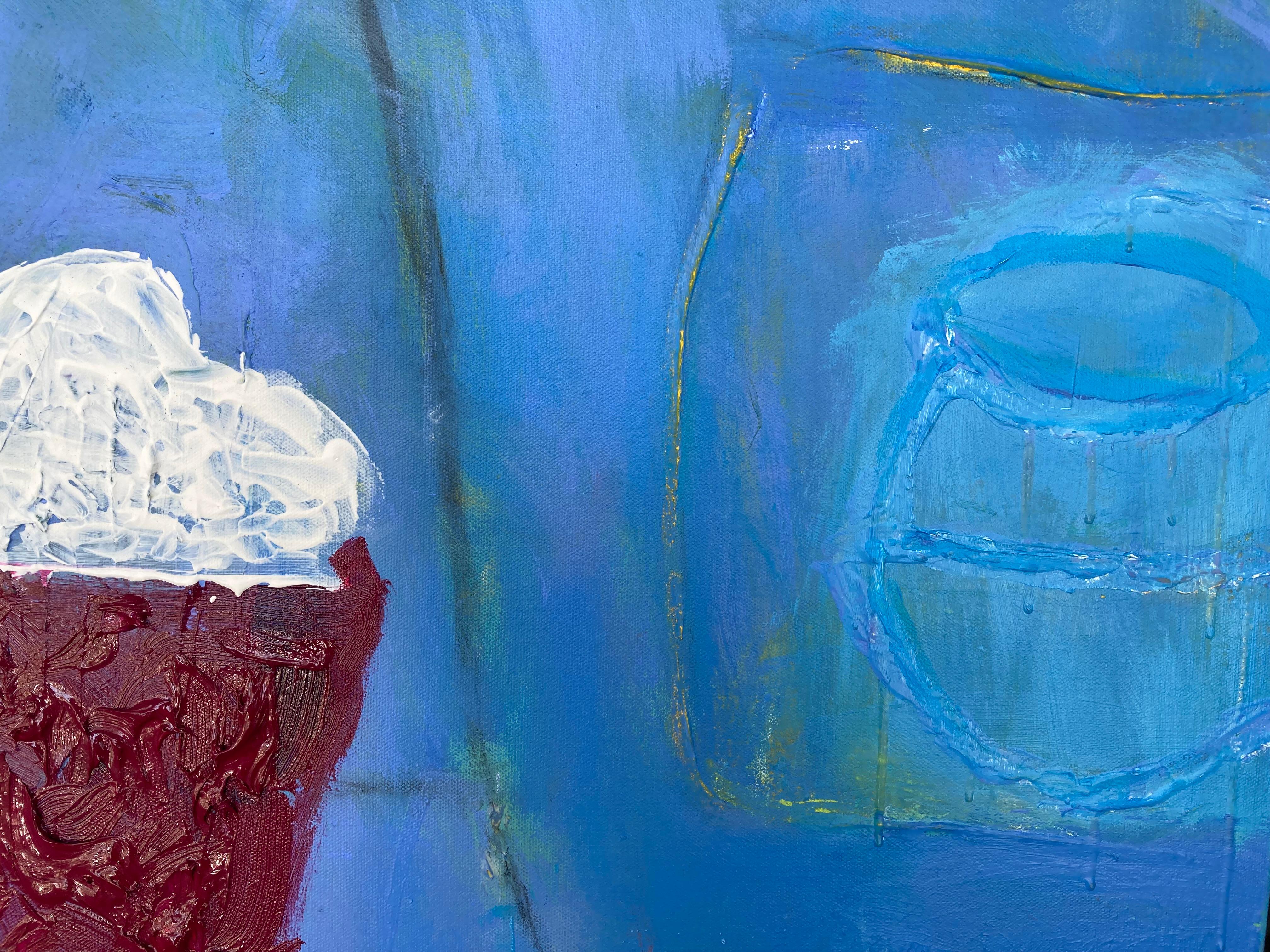 Alla corte dell'ultimo Panjandrum (Pittura astratta multimediale contemporanea) - Figurative Painting Blu di Guy Lyman