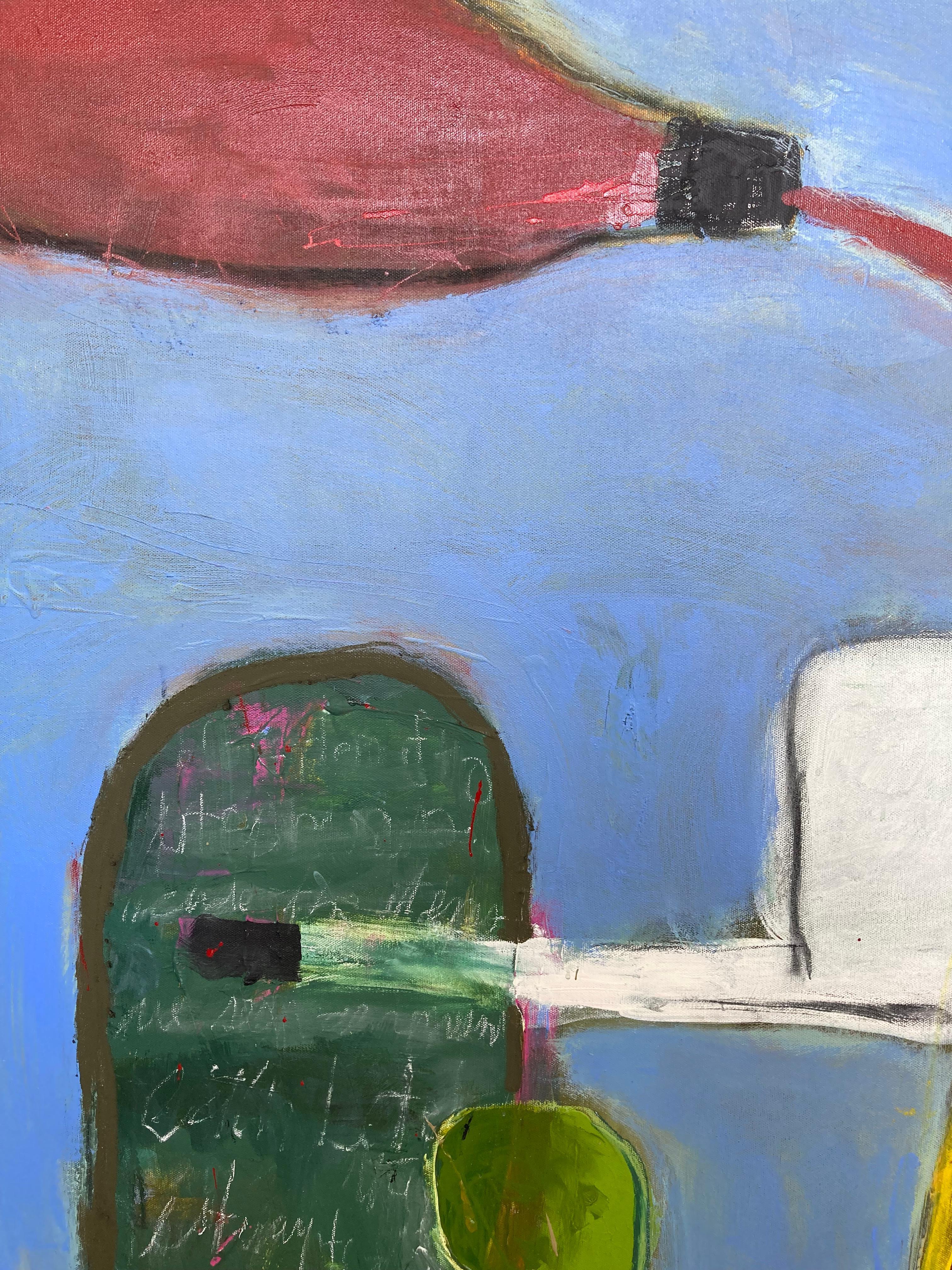 Conversazioni che non ricordo (Quadro astratto contemporaneo di grandi dimensioni, con cornice) - Painting di Guy Lyman