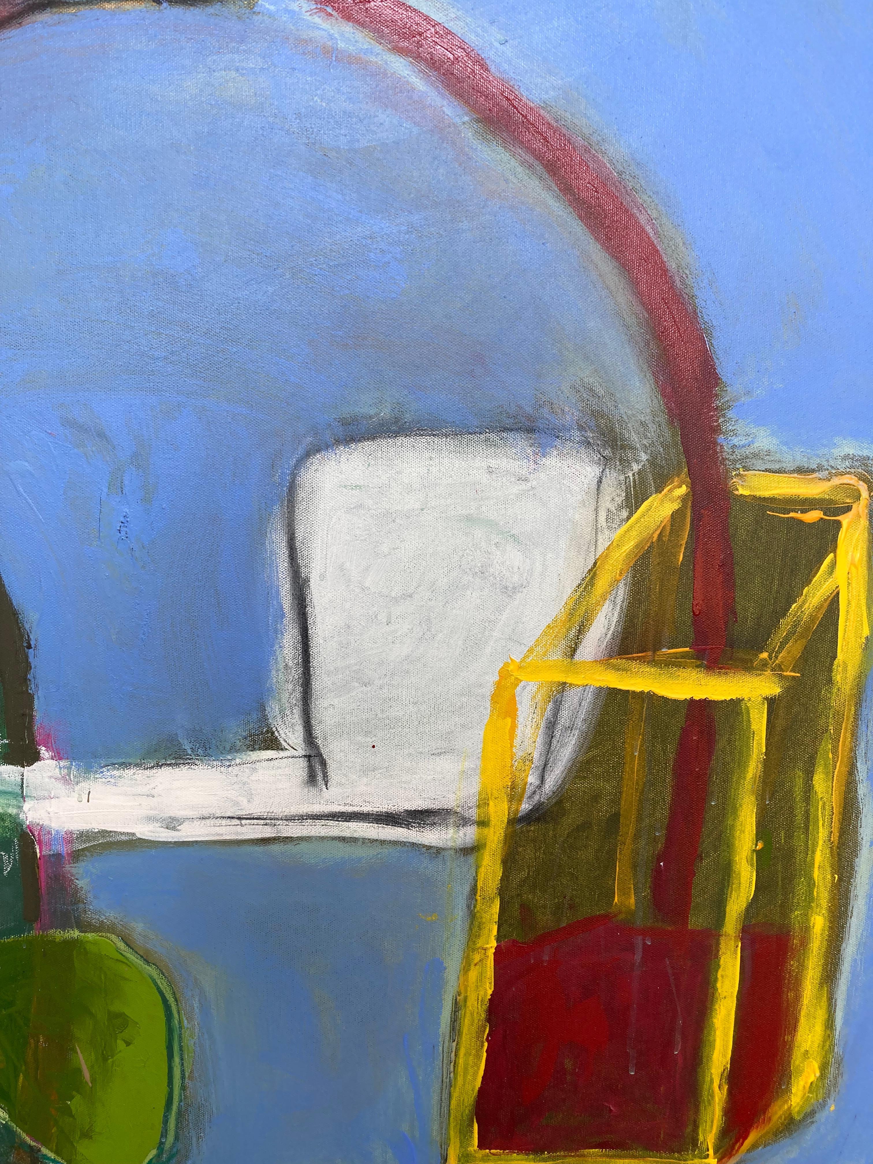 Conversazioni che non ricordo (Quadro astratto contemporaneo di grandi dimensioni, con cornice) - Painting Astratto di Guy Lyman